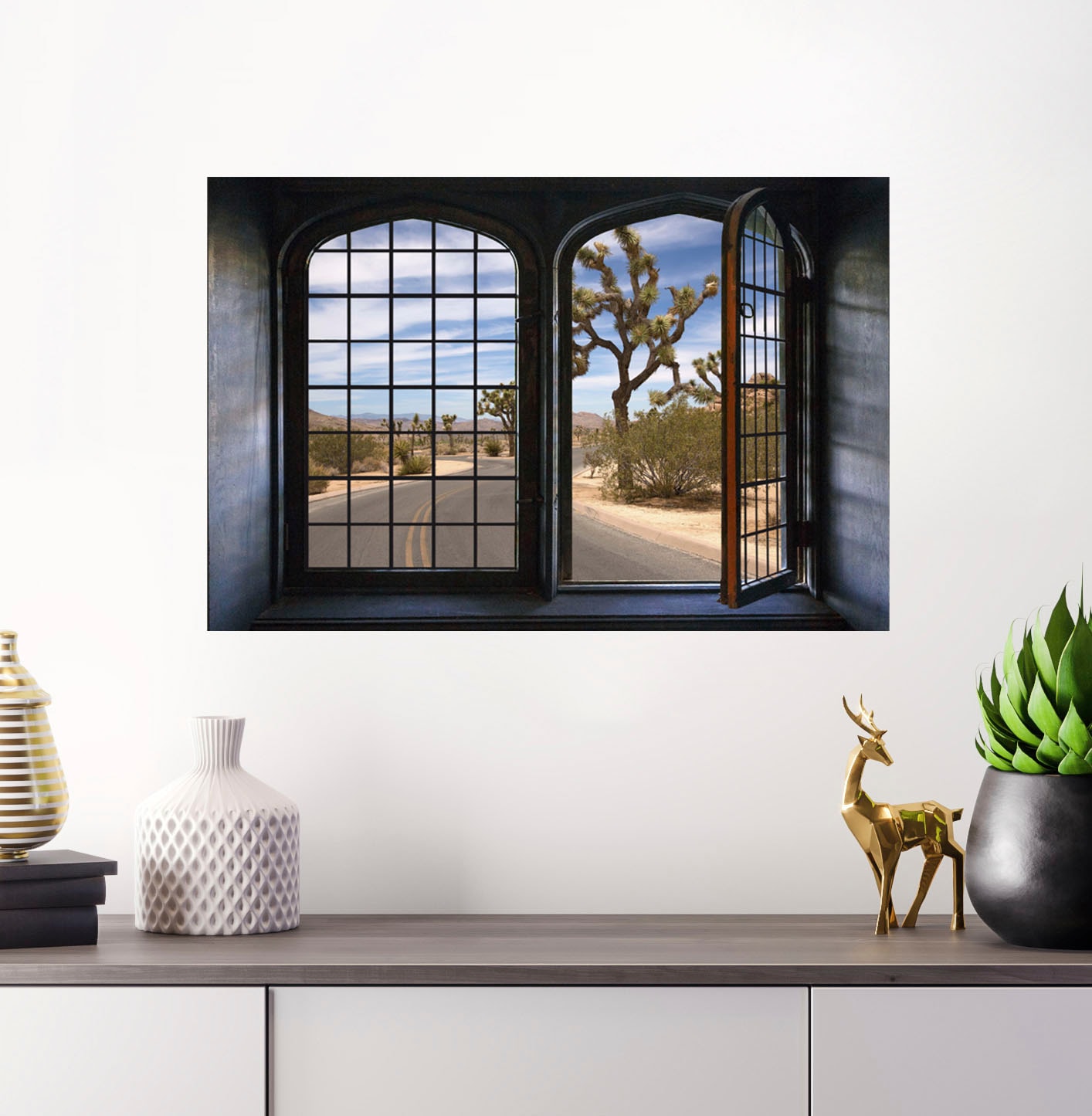 queence Wandsticker »Rout 66«, Wandsticker, Wandbild, selbstklebend, 3D, Fenster