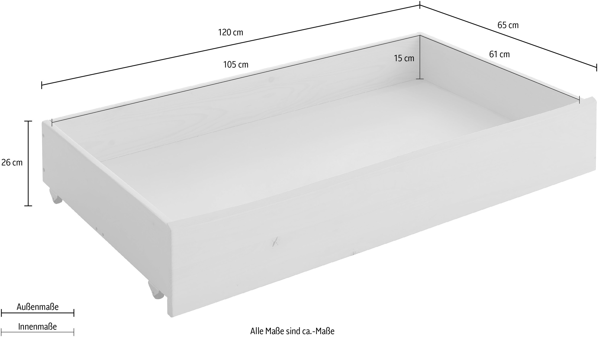 Relita Bettschubkasten »Bellmund«, aus Fichte white wash mit natürlicher Holzmaserung