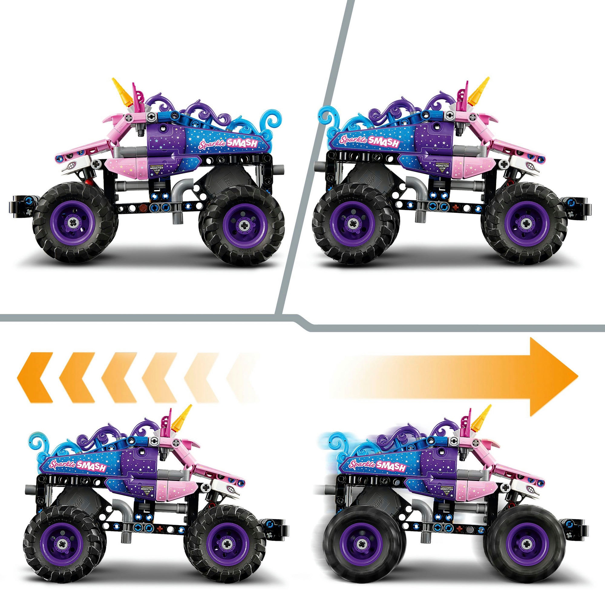 LEGO® Konstruktionsspielsteine »Monster Jam Sparkle Smash mit Rückziehmotor (42220), LEGO Technic«
