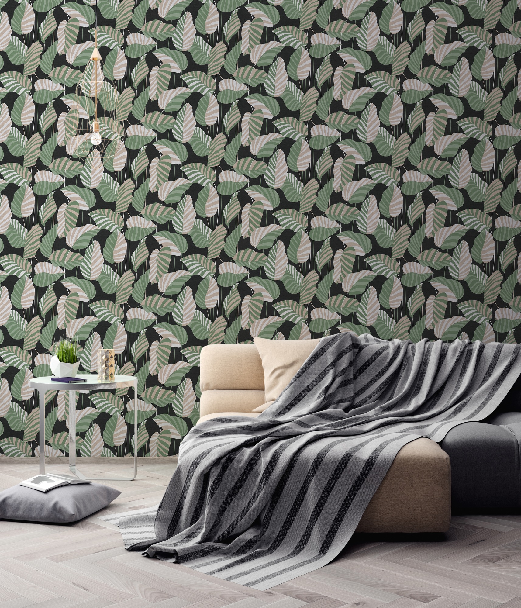 A.S. Création Vliestapete »Antigua Tapete mit Blättern«, matt-gemustert-neutral, Florale Tapete Pflanzen Blätter Tapeten Wohnzimmer Schlafzimmer Küche