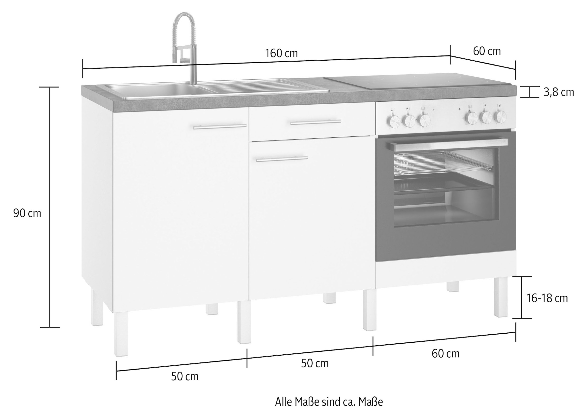 OPTIFIT Küche 160 wahlweise bestellen mit | Breite E-Geräten cm, »Lilly«, BAUR