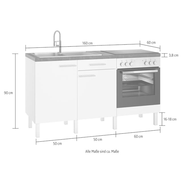 OPTIFIT Küche »Lilly«, Breite 160 cm, wahlweise mit E-Geräten bestellen |  BAUR
