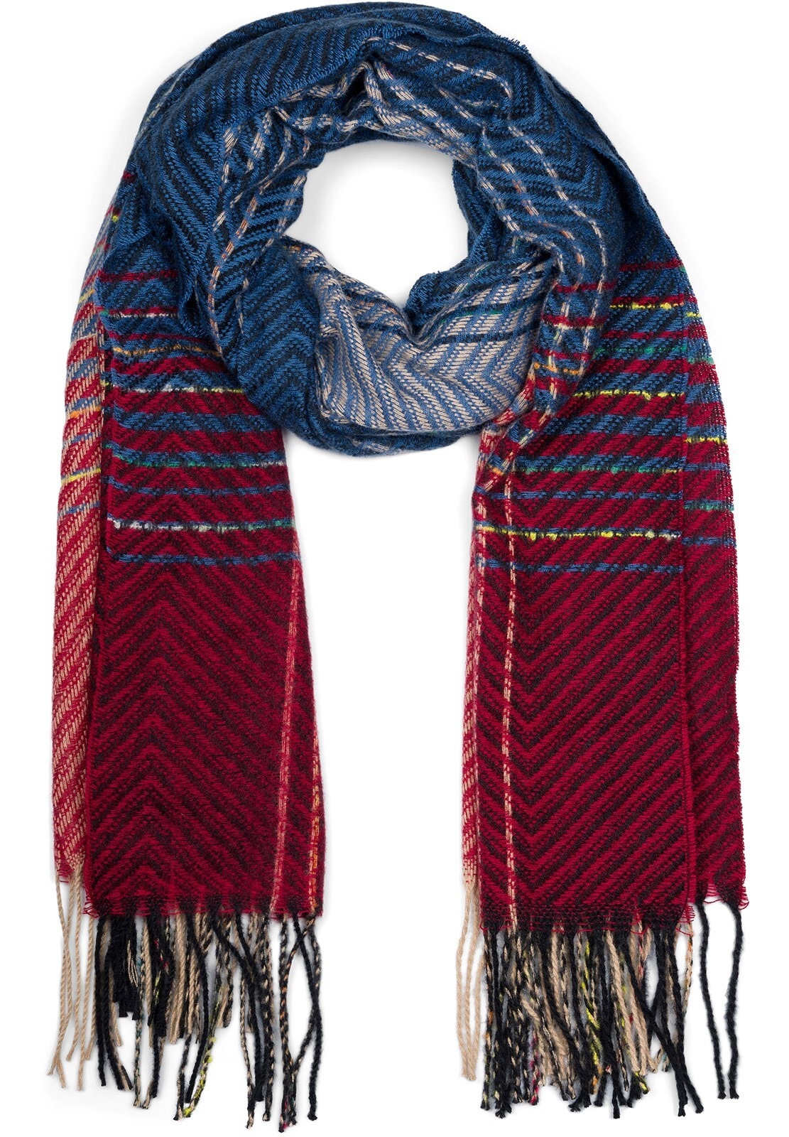 styleBREAKER Strickschal "Feinstrick Schal Zick-Zack gestreift" 1 Stk.