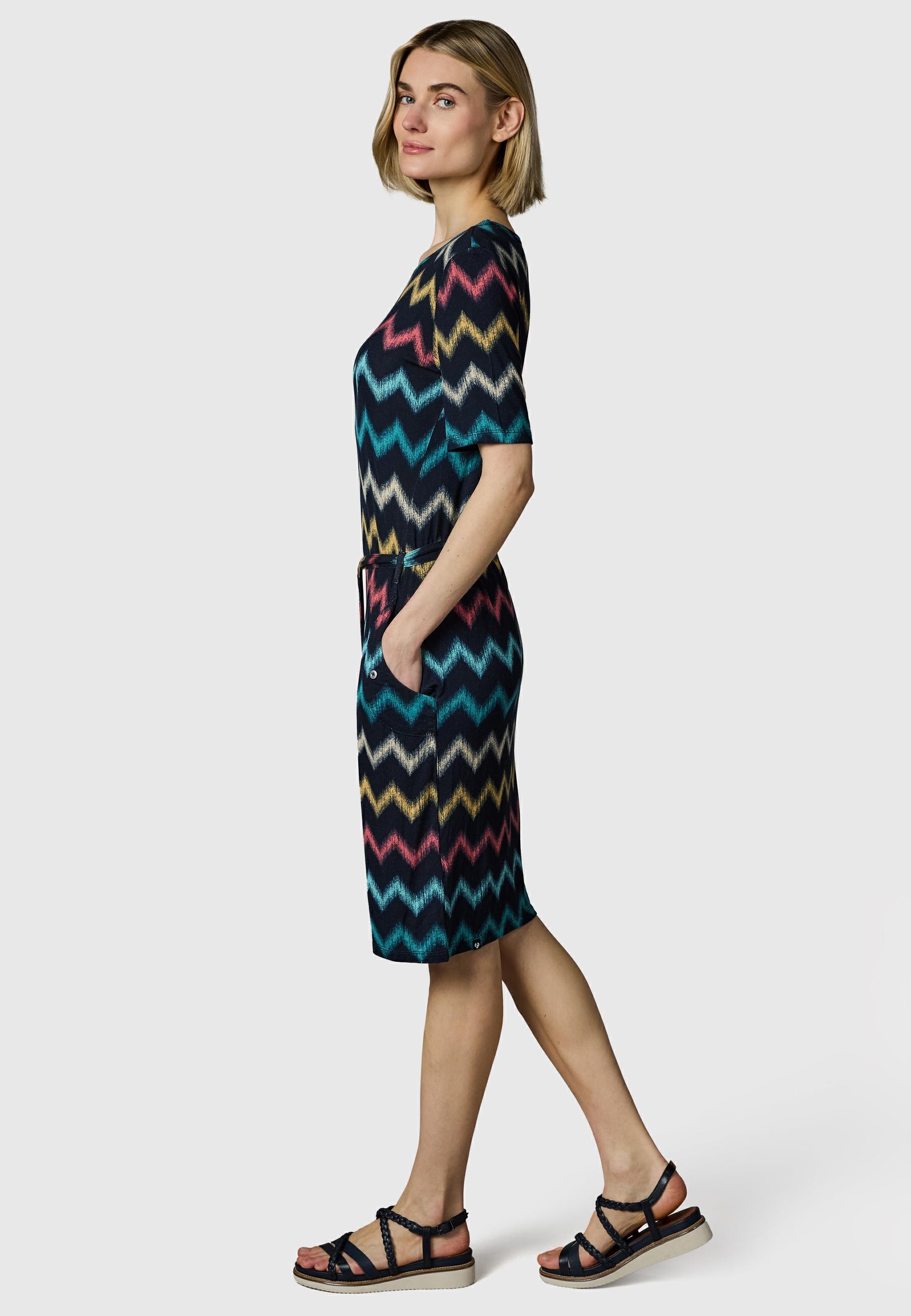 Ragwear Sommerkleid »Taggiana Print YOUMODO« Eingrifftaschen Damen Midikleid mit Taillenband und Taschen