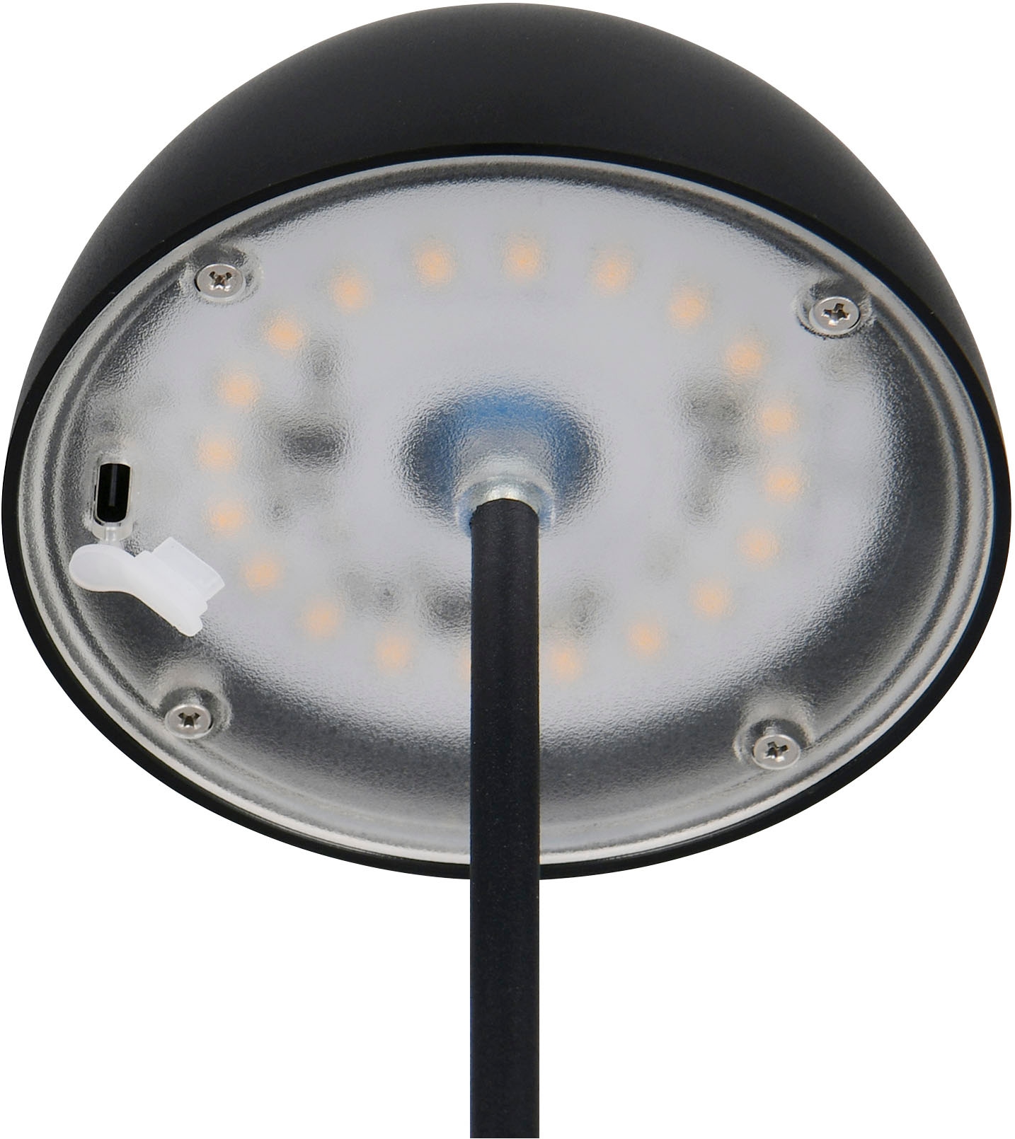 REALITY Leuchten LED Tischleuchte »ORTIZ, Outdoor Akku Tischleuchte in Pilzform, IP44, Touchdimmer USB-C«, 1 flammig, Leuchtmittel LED-Board | LED fest integriert, Memoryfunktion für Dimmstufe, Garten Tischlampe Akku 3h Laufzeit