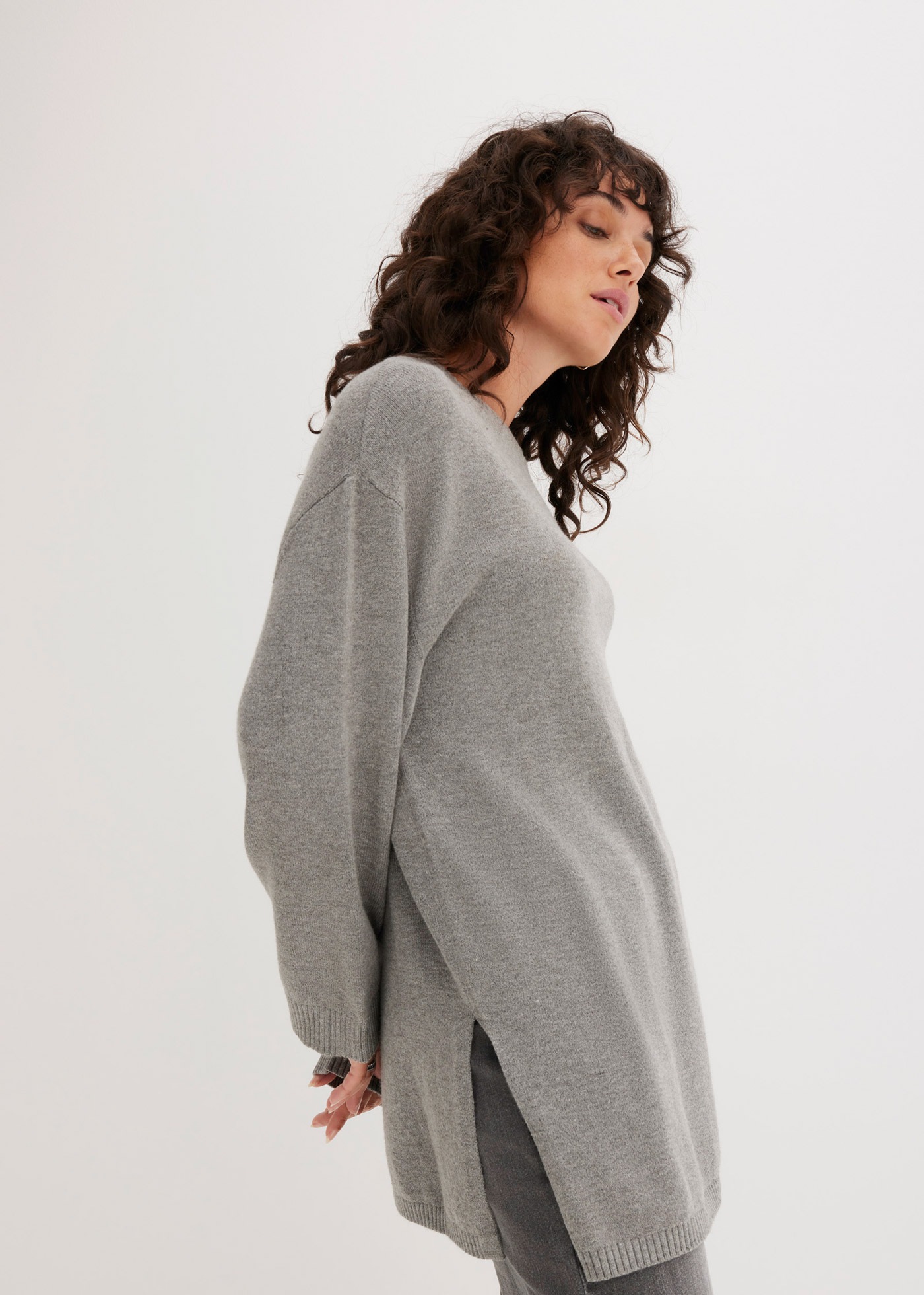 Thumbnail - bonprix Strickpullover "Long-Feinstrickpullover mit Seitenschlitzen aus Viskose-Mix" mit Seitenschlitzen