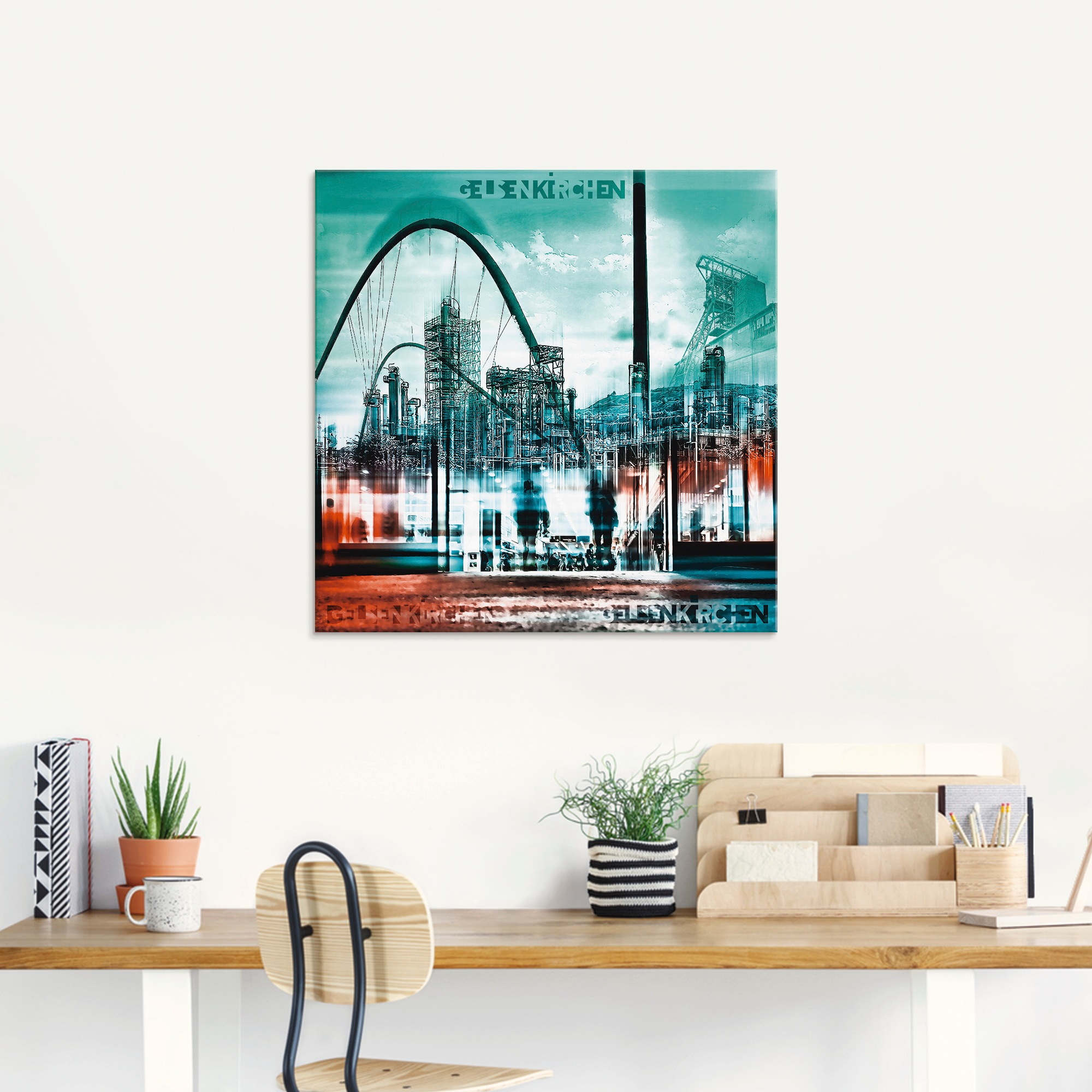 Artland Glasbild »Gelsenkirchen Skyline Collage 02«, Deutschland, (1 St.), in verschiedenen Größen