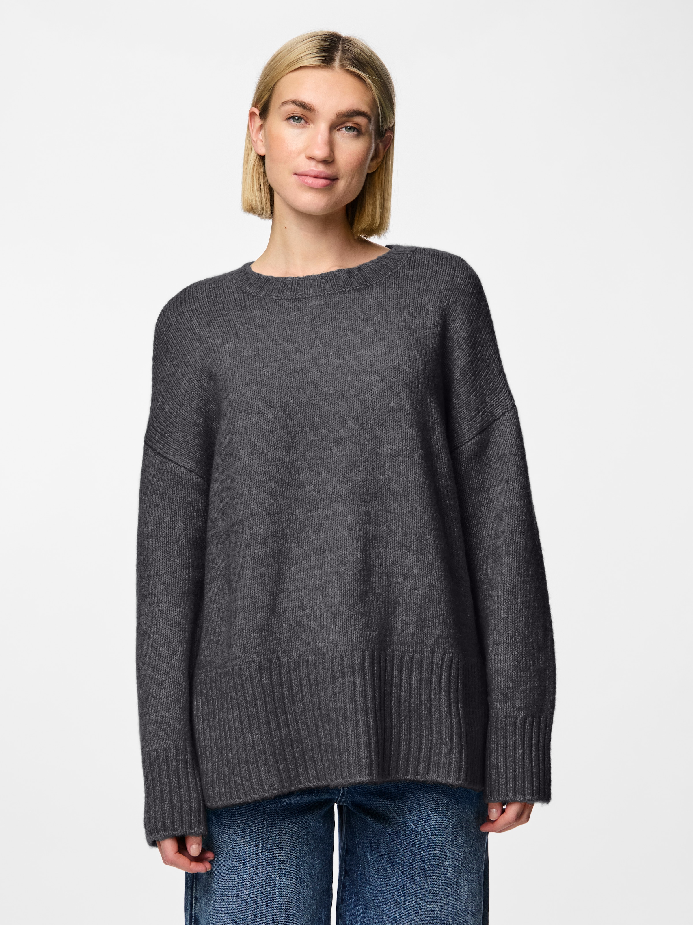 pieces Rundhalspullover PCNANCY LS LOOSE O-NECK KNIT NOOS BC Oversized günstig online kaufen