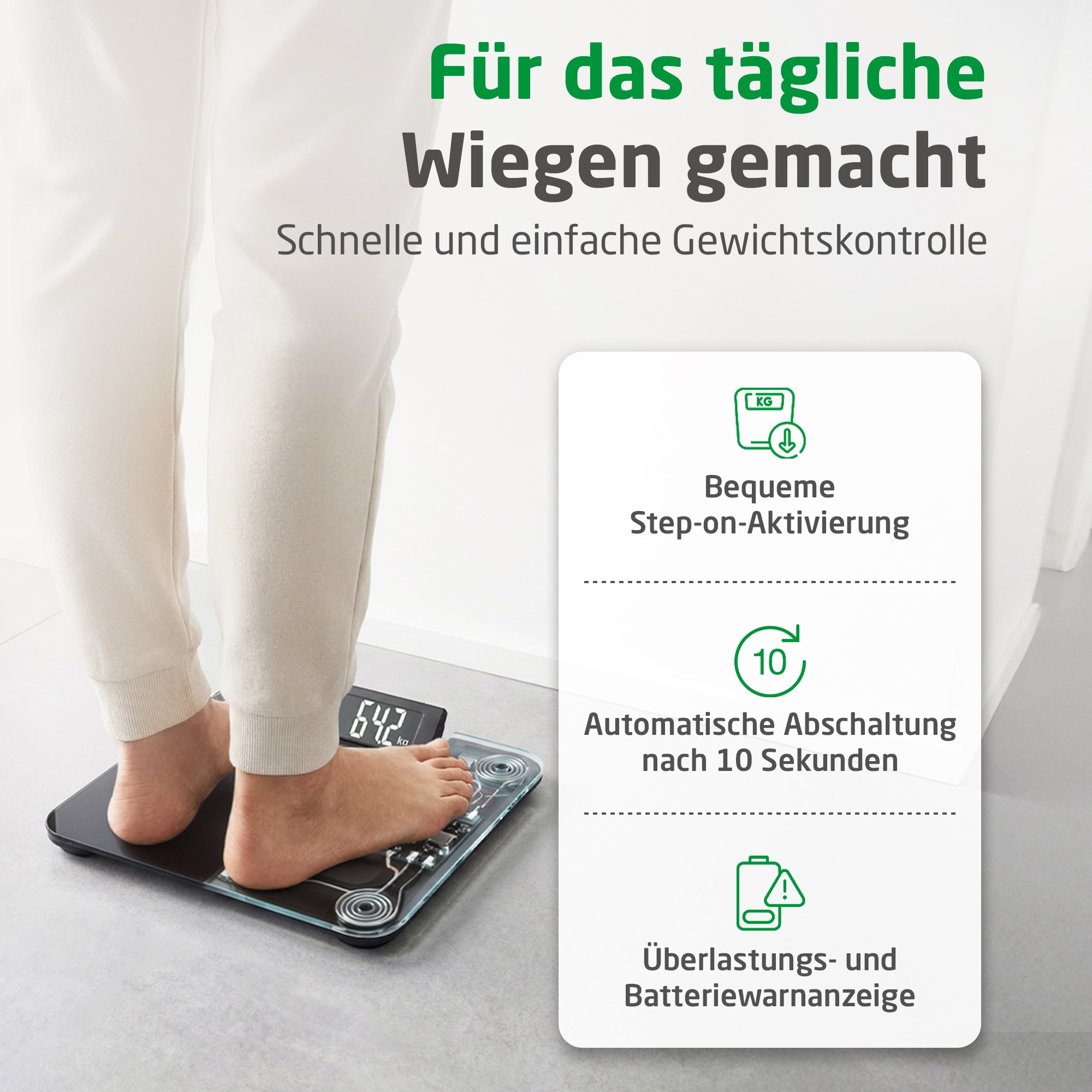 Medisana Personenwaage »PS 520, aus 5 mm Sicherheitsglas und mit Wandprojektionsanzeige« Tragkraft bis 180 kg, großes LCD-Display, Dehnungsmesssensoren