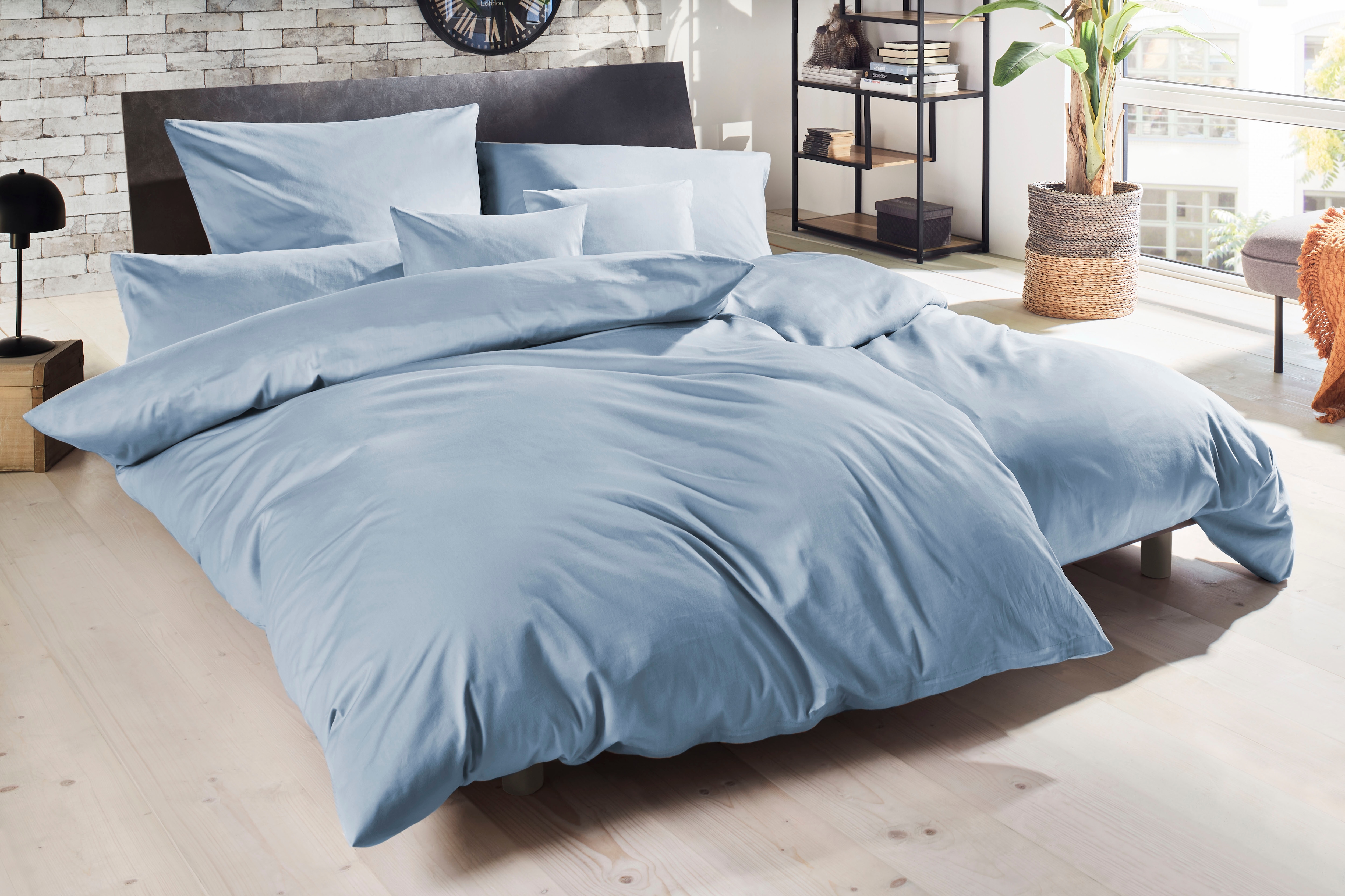 Primera Bettwäsche "Uni Luxus-Satin in Gr. 135x200, 155x220 oder 200x200 cm" 3 Stk. Bettwäsche aus Baumwolle, unifarbene Bettwäsche mit Reißverschluss