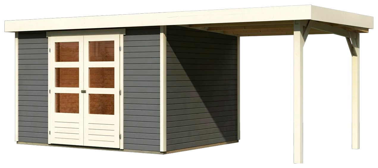 Karibu Gartenhaus ""Arnis 5" SET anthrazit mit Anbaudach 2,40 m Breite" aus günstig online kaufen
