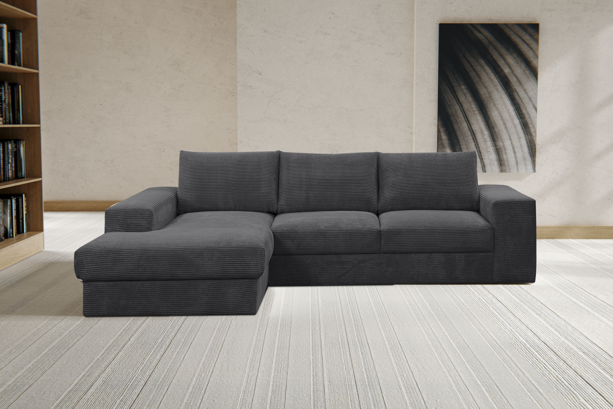 WERK2 Ecksofa "Rozzana 280 x 190 cm modern und bequem" Cord, L-Form, XXL