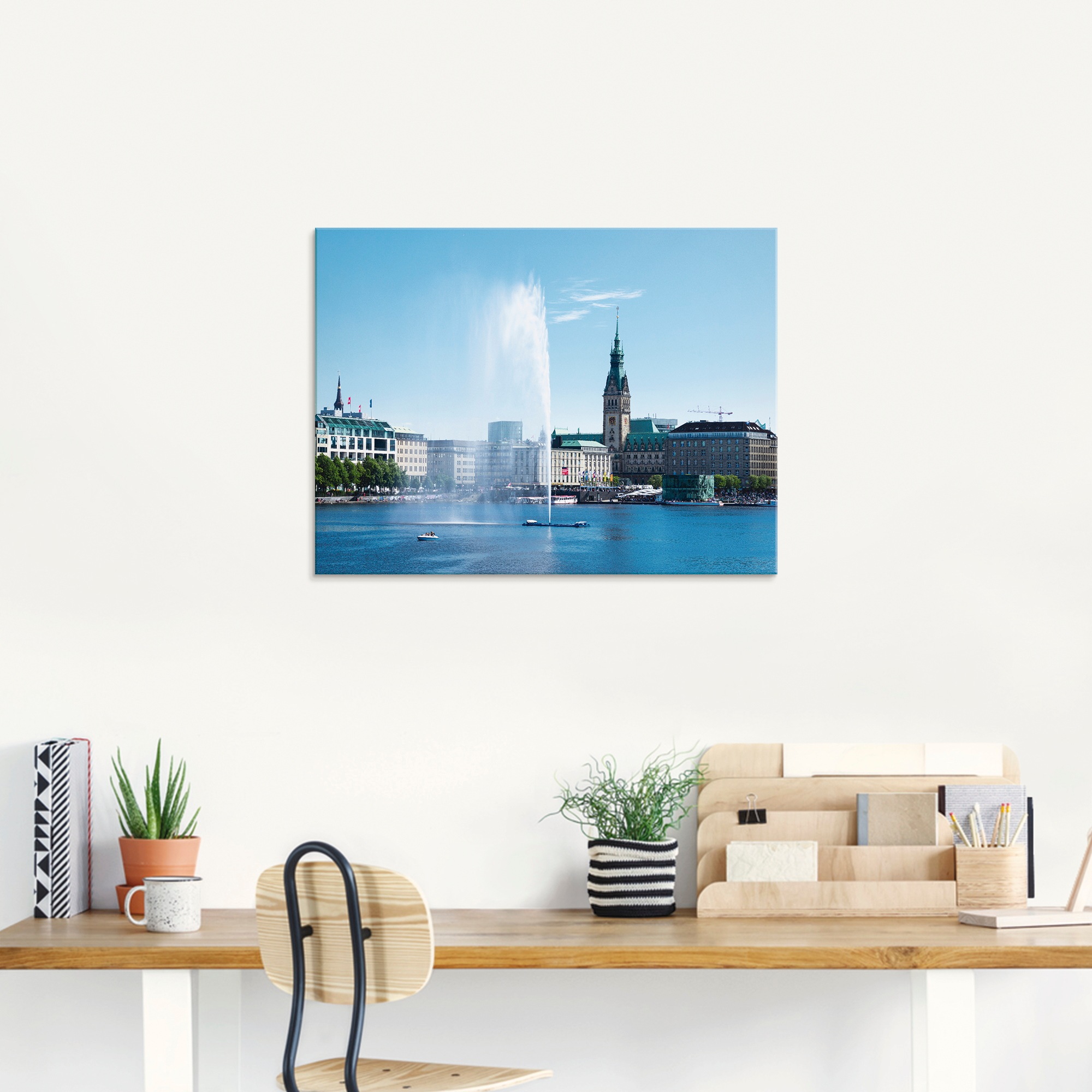 Artland Glasbild »Hamburg Alsterfontäne mit Rathaus«, Deutschland, (1 St.), in verschiedenen Größen