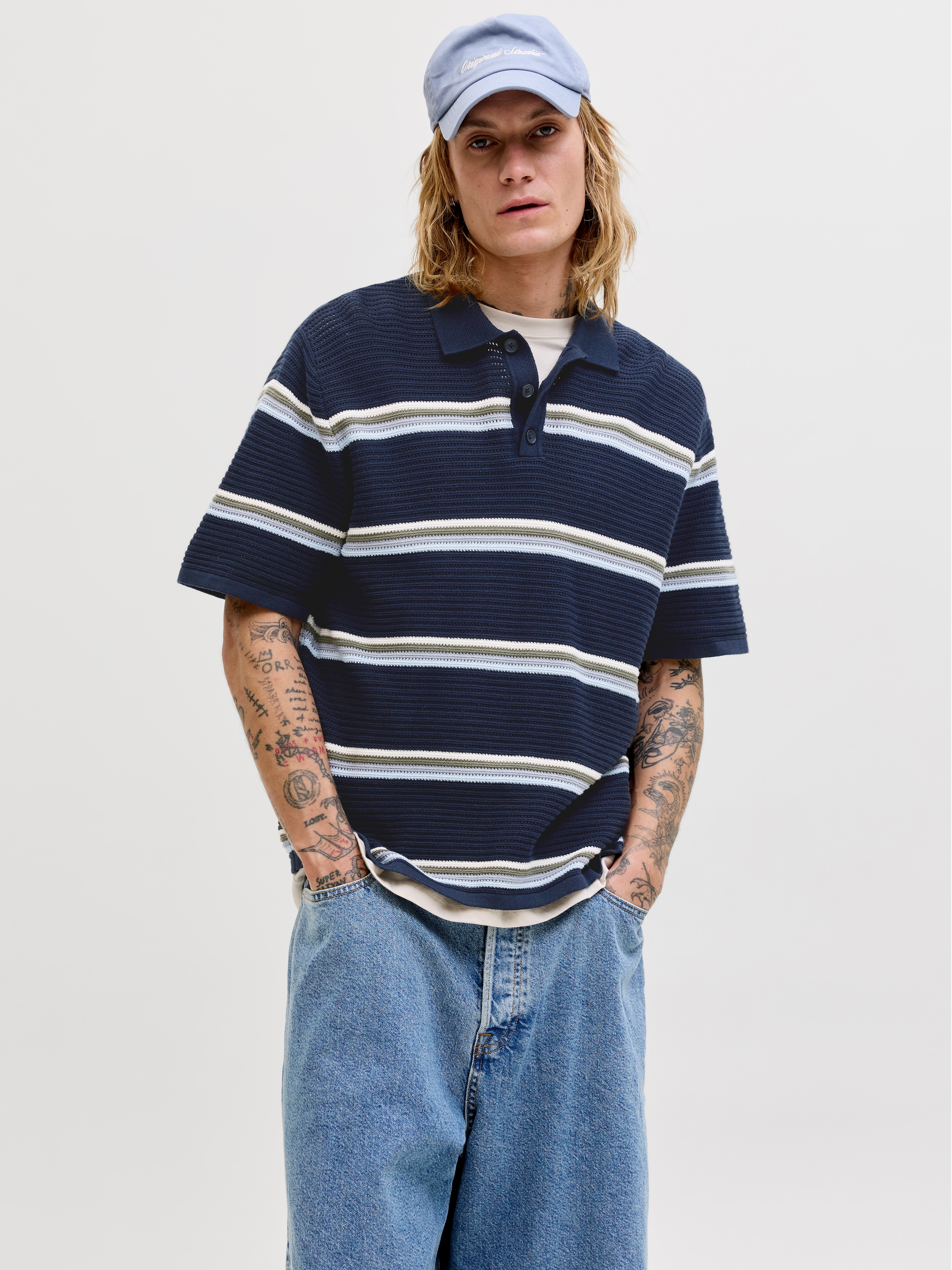 Jack & Jones Polokragenpullover "JORMAINE KNIT STRIPE POLO SN" Baumwolle, r günstig online kaufen