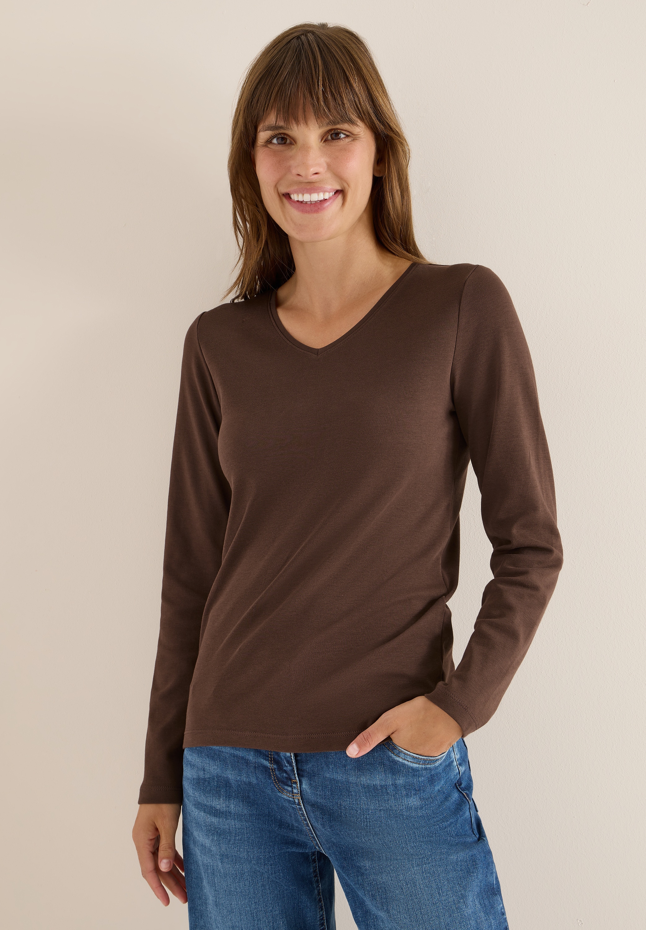 Cecil Langarmshirt aus reiner Baumwolle günstig online kaufen