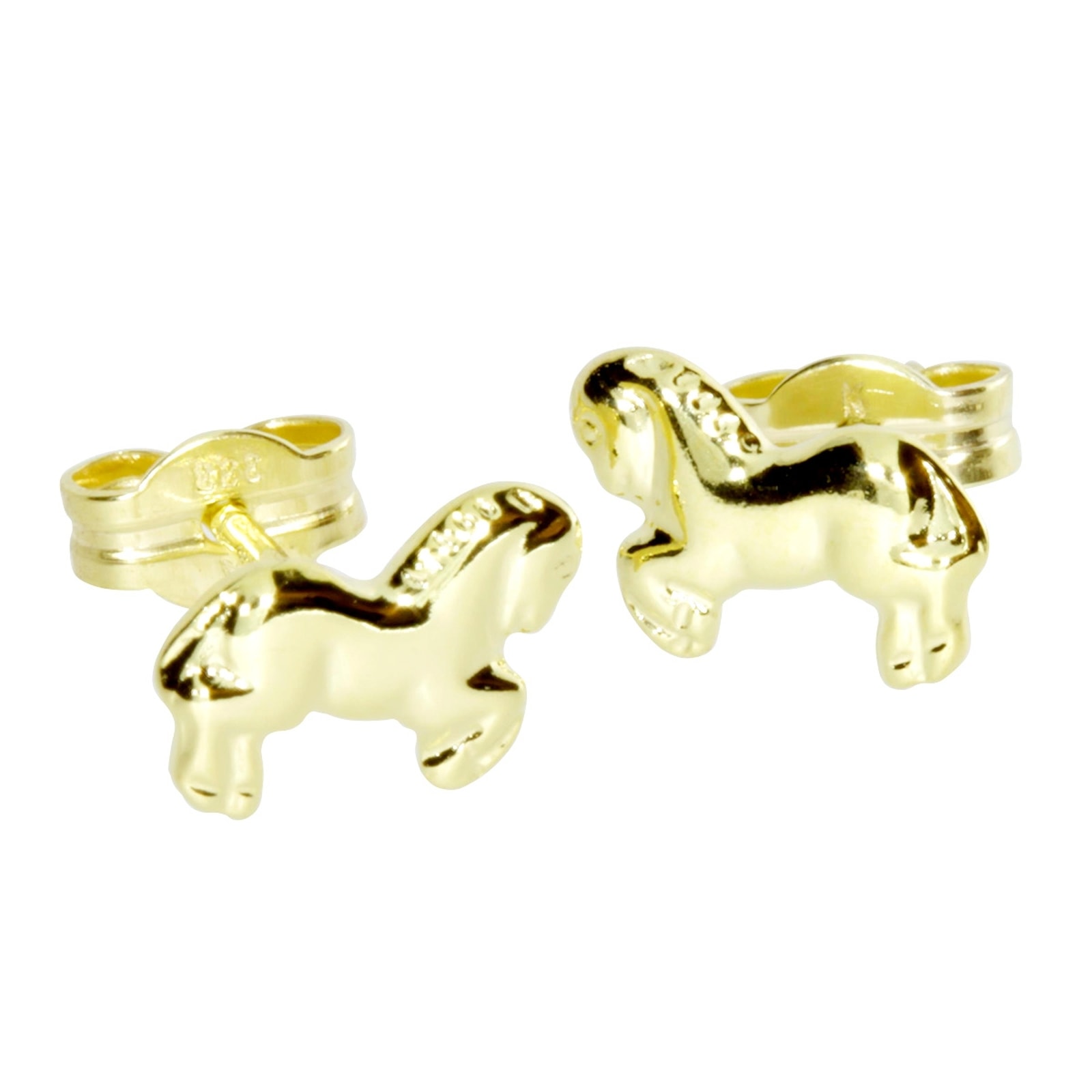 Paar Ohrstecker OSTSEE-SCHMUCK "Ostsee-Schmuck Ohrstecker Pferd Ohrstecker Pferd", gelb, Ohrringe, Damen, 9 x 6mm, Gelbgold 333 4