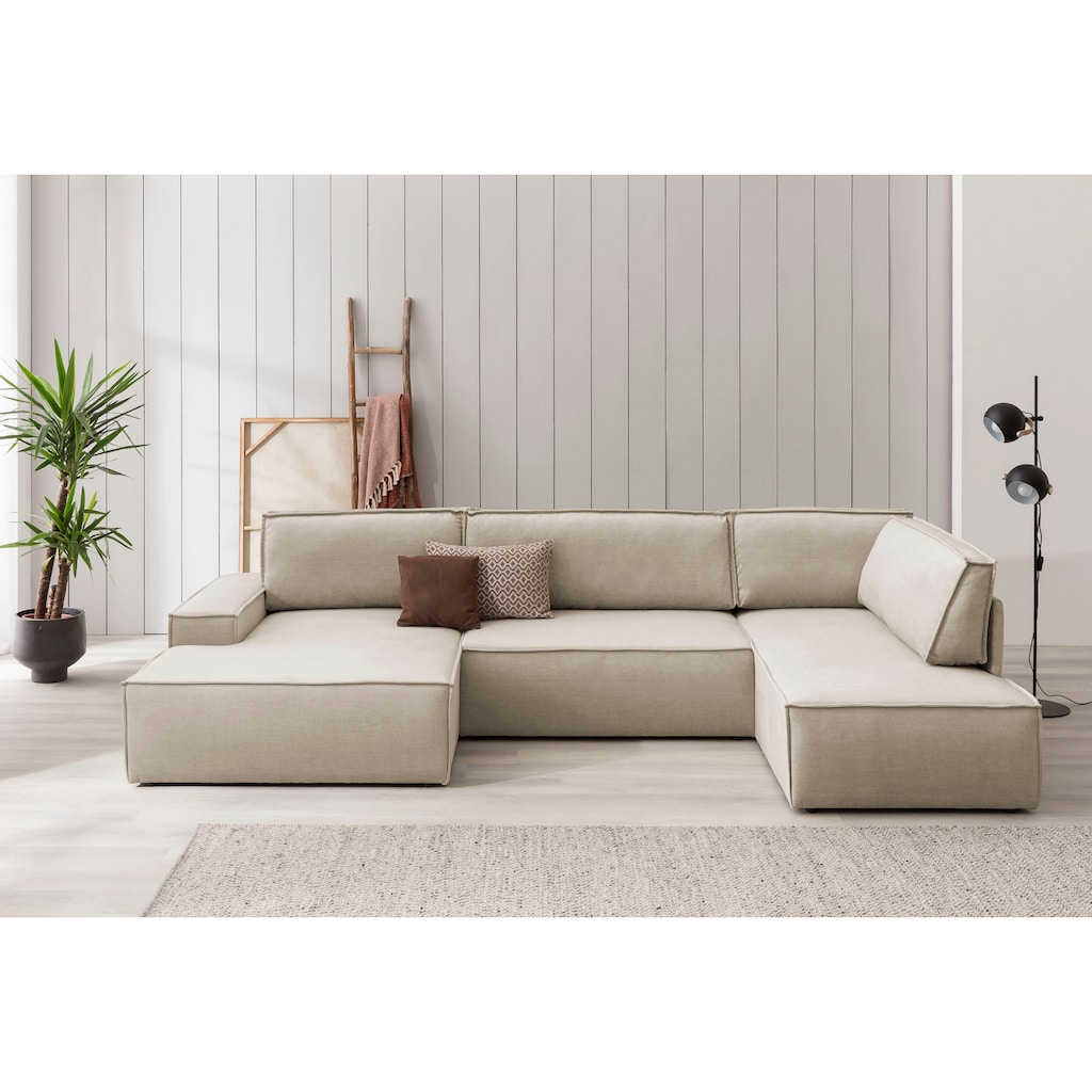 Home affaire Wohnlandschaft »SHERWOOD XXL 329 cm Schlafsofa, U-Form«