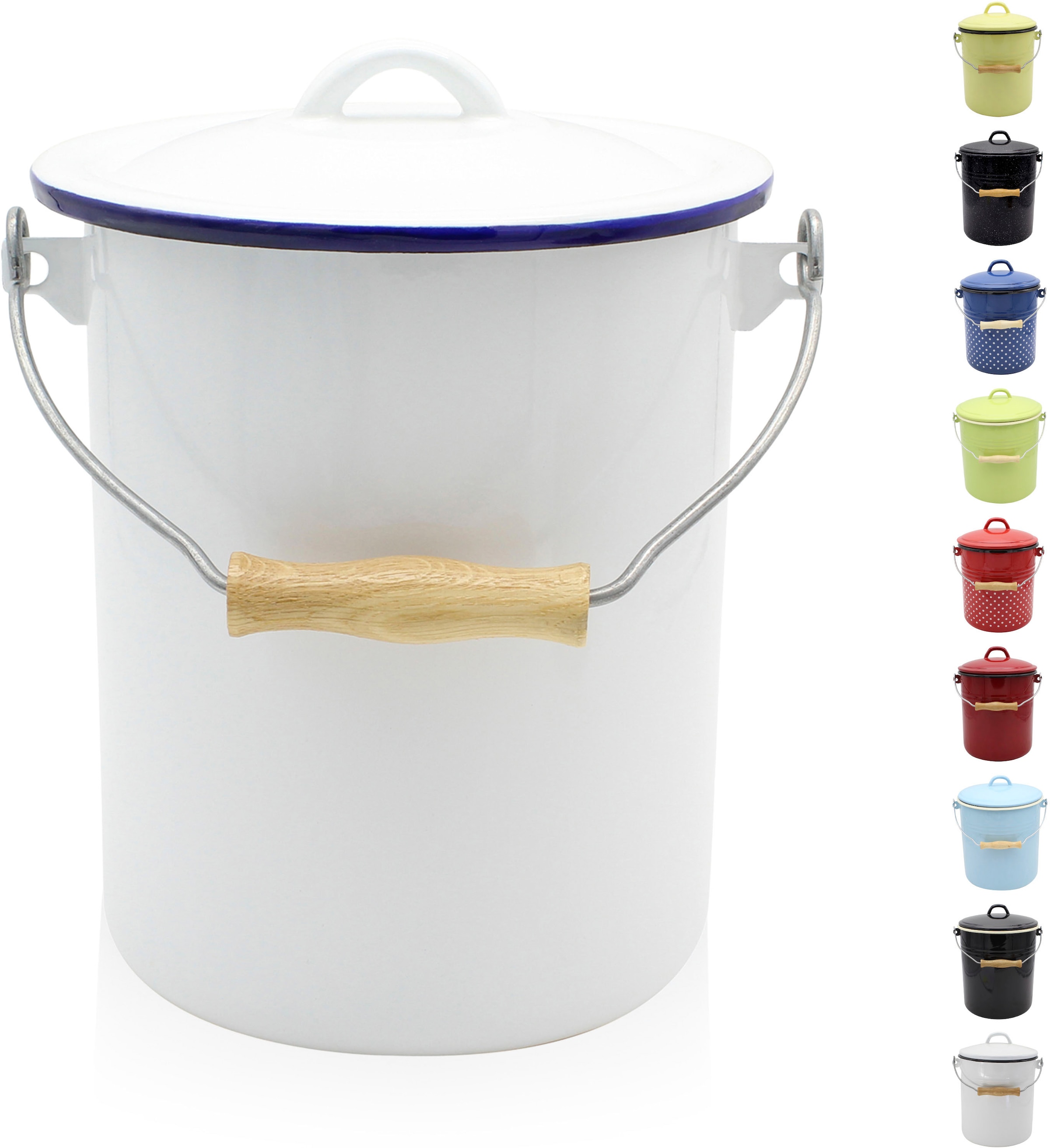 Krüger Mülleimer "Emaille-Eimer mit Deckel Serie Rio" schnitt- / kratzfeste günstig online kaufen