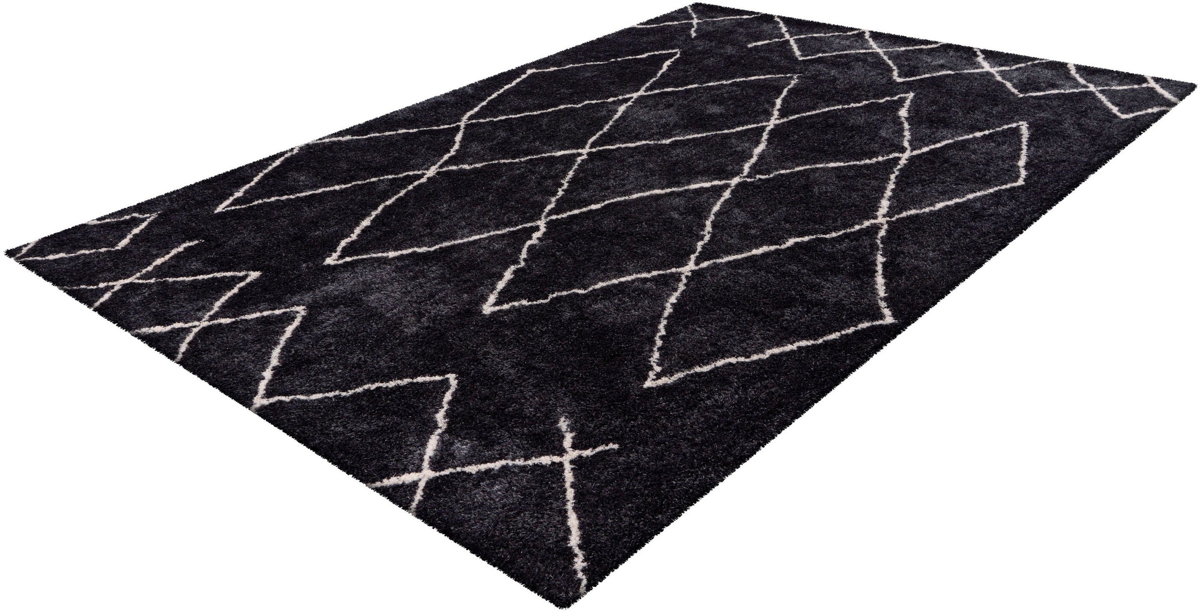 Hochflor-Teppich MY HOME "Bella" Gr. 3, grau (anthrazit), B:120cm H:27mm L:170cm, Kunstfaser, Teppiche, Retro, Wohnzimmer 3