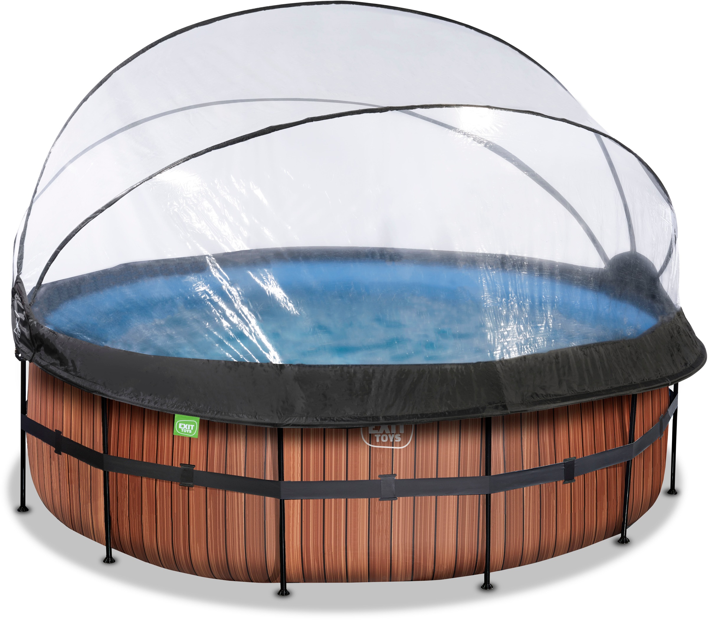 EXIT Framepool »Wood Pool øxH: 427x122cm«, mit Sandfilterpumpe und Abdeckung, braun