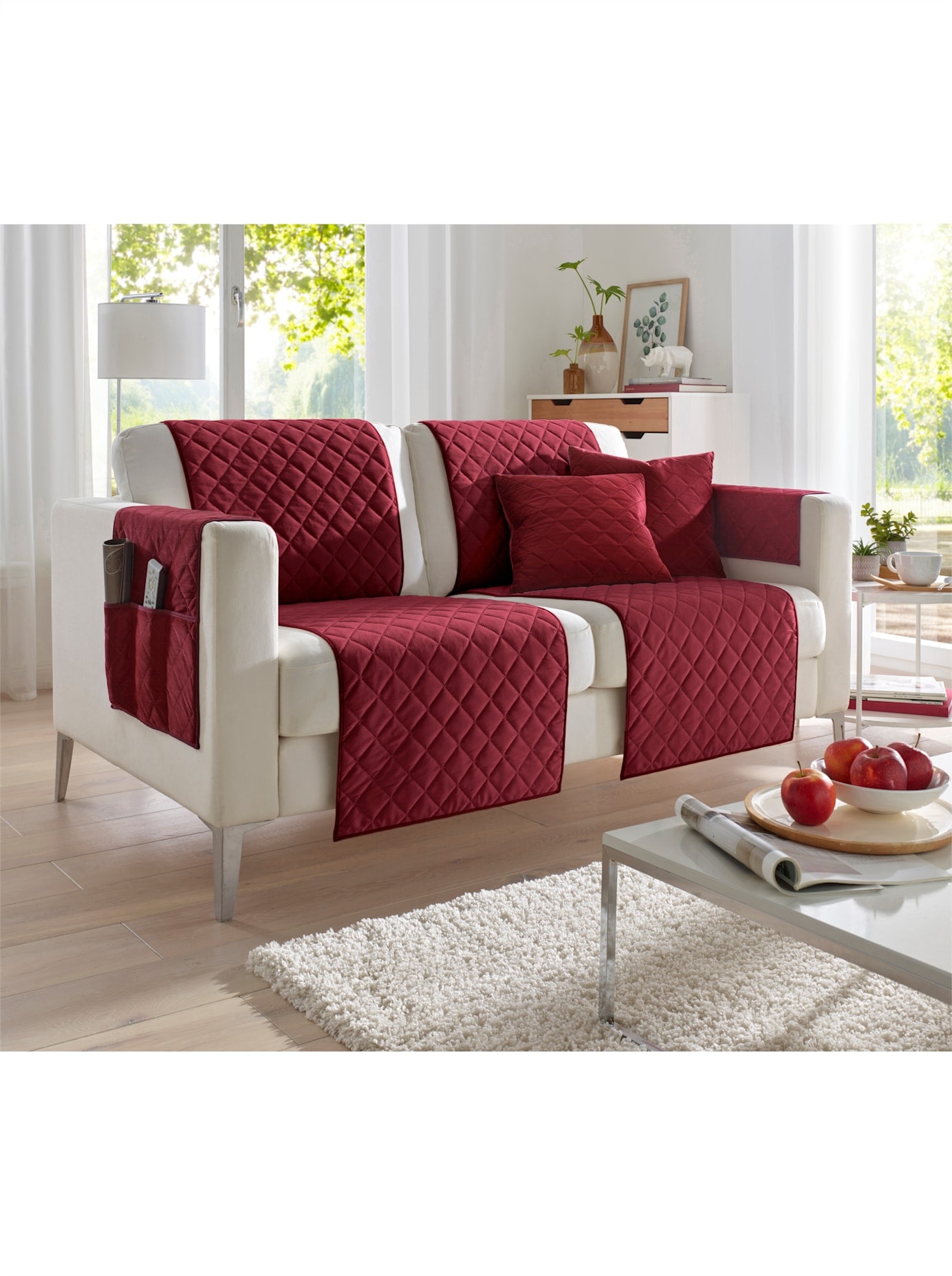 Tagesdecke, B:135cm L:200cm, rot, 100% Polyester, Tagesdecken