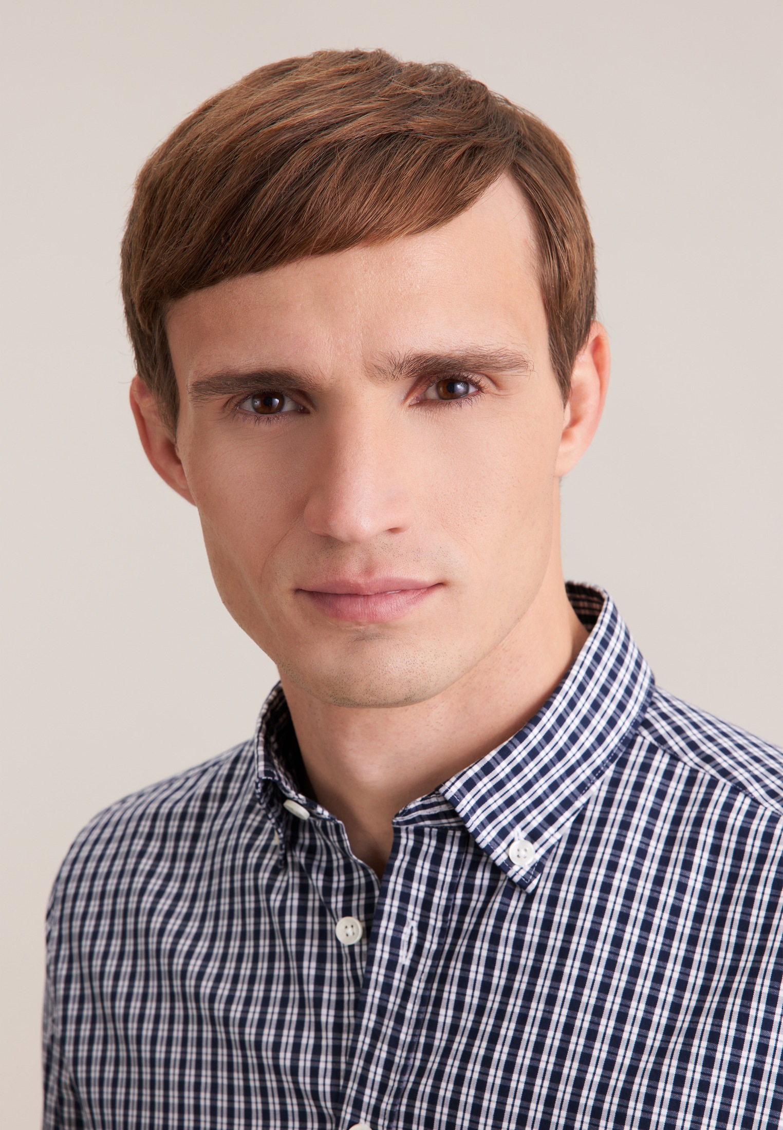 seidensticker Businesshemd Slim 1/1 Button-Down-Kragen Karo