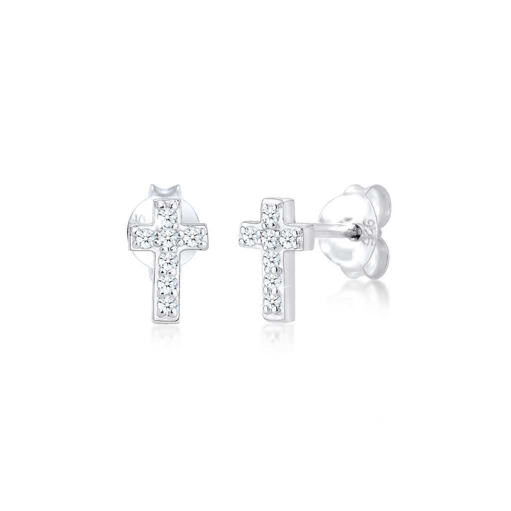 Elli DIAMONDS Paar Ohrstecker »Stecker Kreuz Glaube Diamant (0.07 ct.) 925 Silber«