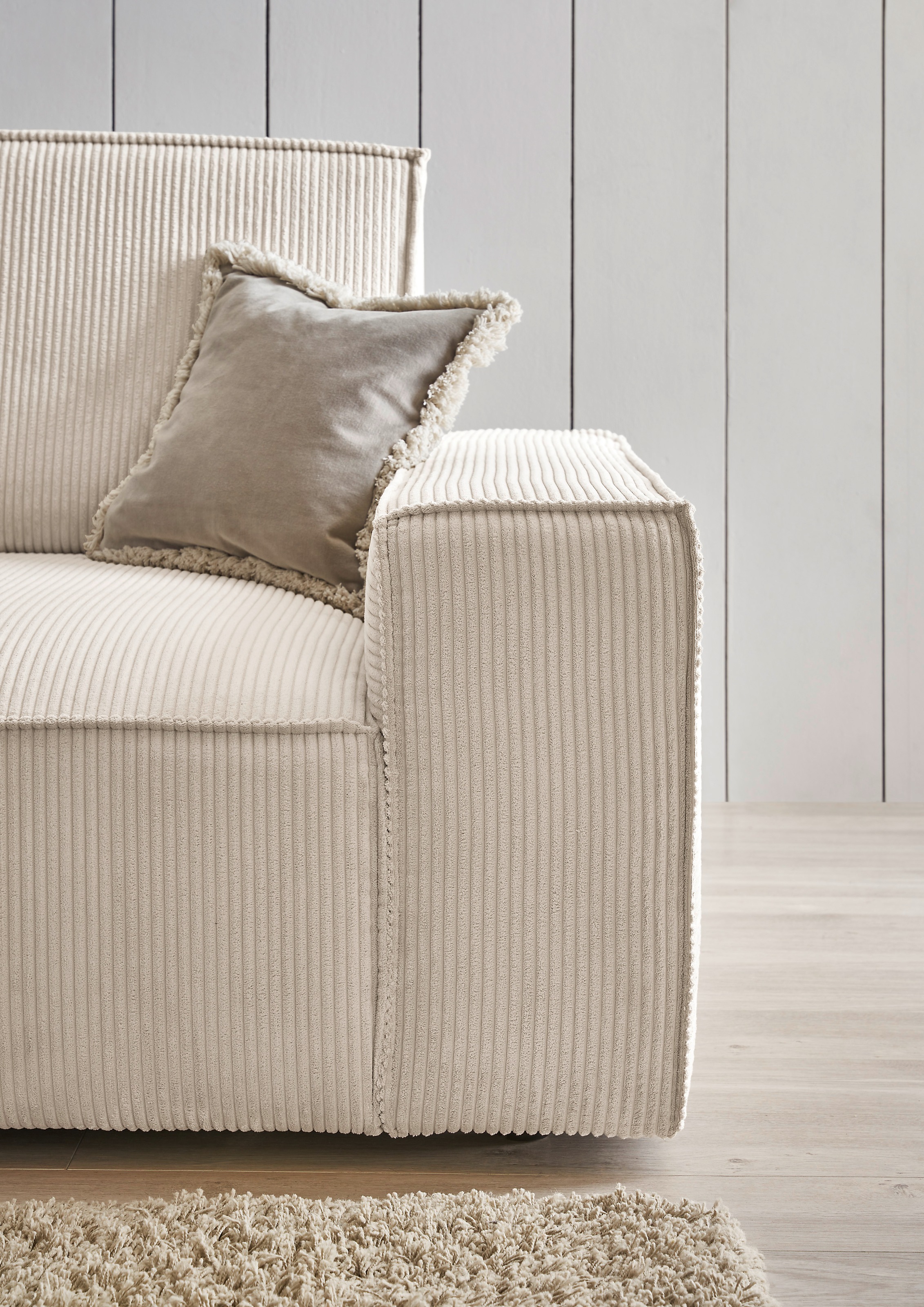 Home affaire Ecksofa »NEU: SHERWOODL XXL 284, Big-Sofa L-Form, tiefe Sitzfläche 95 cm, Cord,«, Leinenoptik, Recamiere rechts/links, auch als Schlafsofa stellbar