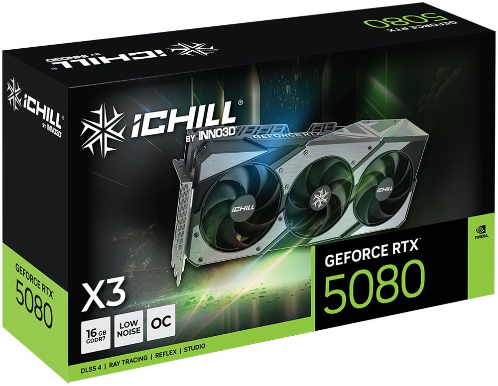 Inno3D Grafikkarte »iChill GeForce RTX 5080 X3 V2 NVIDIA 16 GB« 16 GB GDDR7