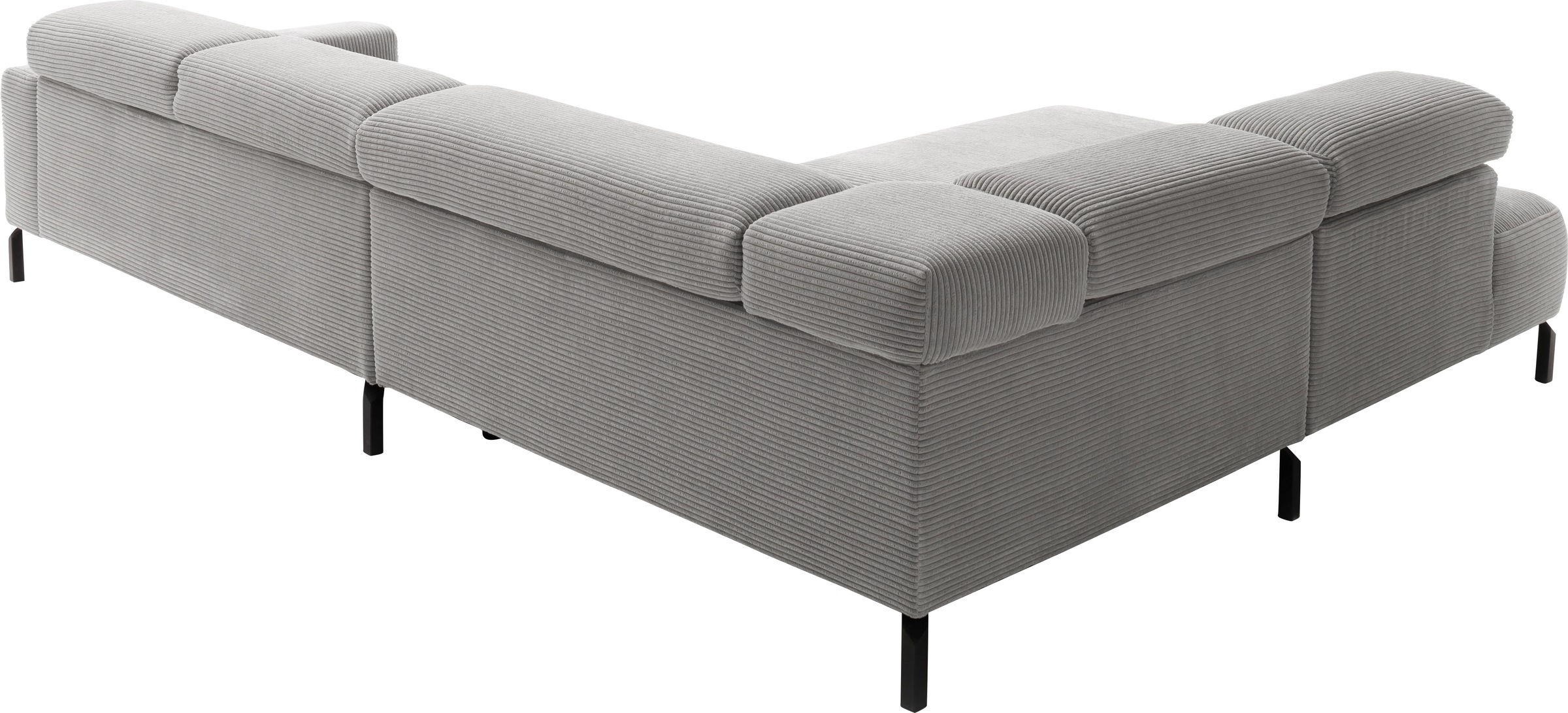 Places of Style Ecksofa »Antonelli, L-Form, inkl. Kopfteilverstellung, Breite 312 cm«, mit elektrischer Sitztiefenverstellung, in Cord, grau