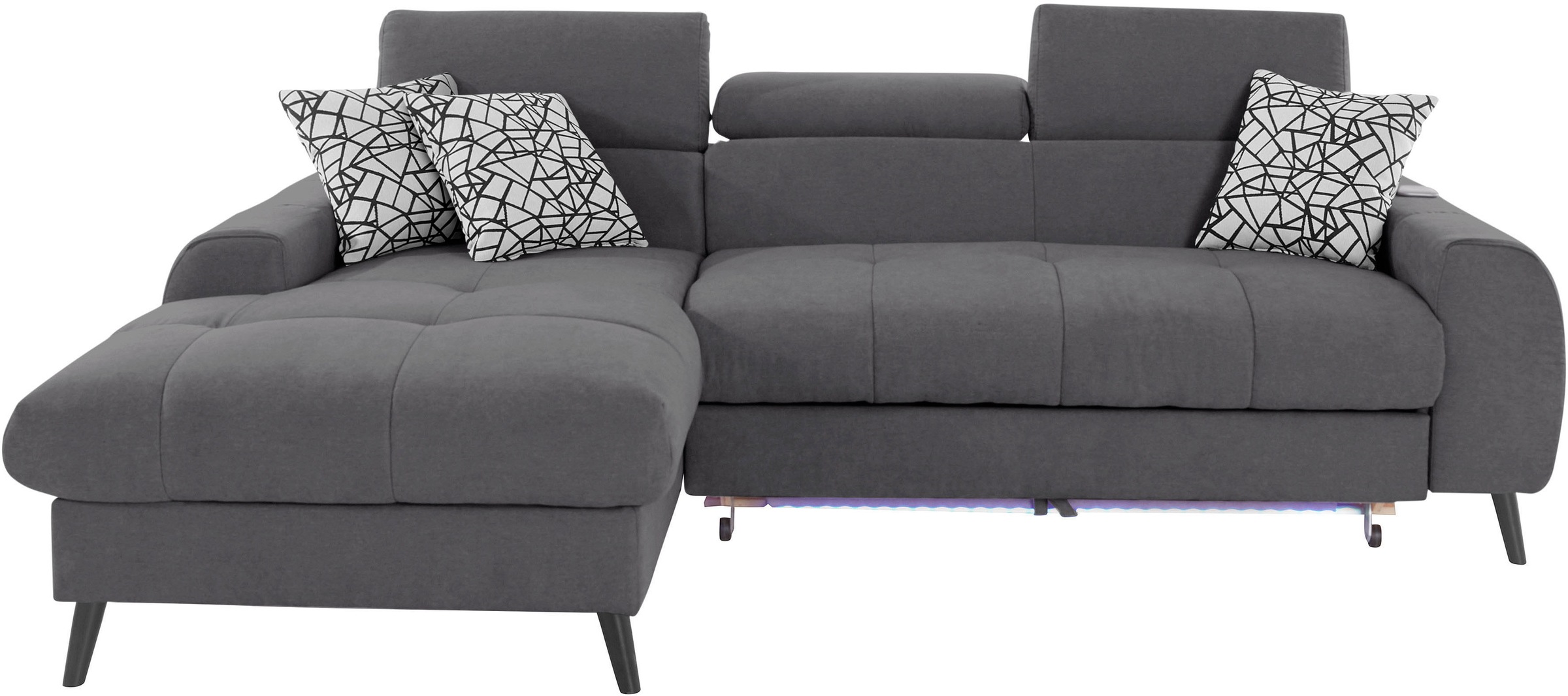 COTTA Ecksofa »Mia L-Form«, 3-tlg.-Kissen-Set, Recamiere, wahlweise mit oder ohne RGB-Beleuchtung