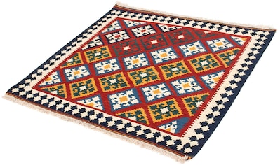 Wollteppich »Kelim - Oriental quadratisch - 100 x 97 cm - dunkelrot«, quadratisch