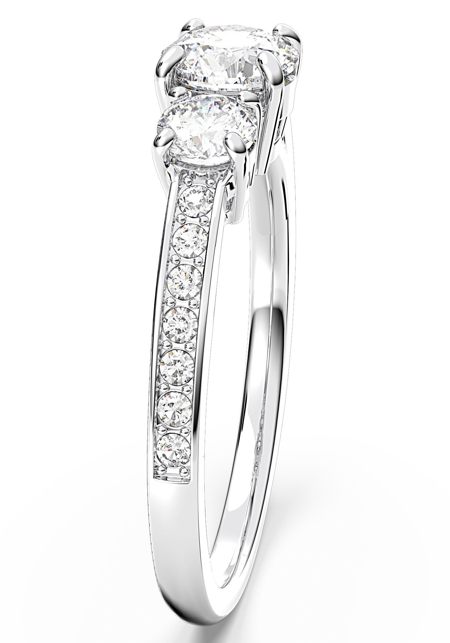 Fingerring SWAROVSKI "Stilla Round Attract" Gr. 60, silber (metallfarben, kristallweiß), Fingerringe, Damen, 60, Metall, Fingerring, mit Swarovski Kristall 4