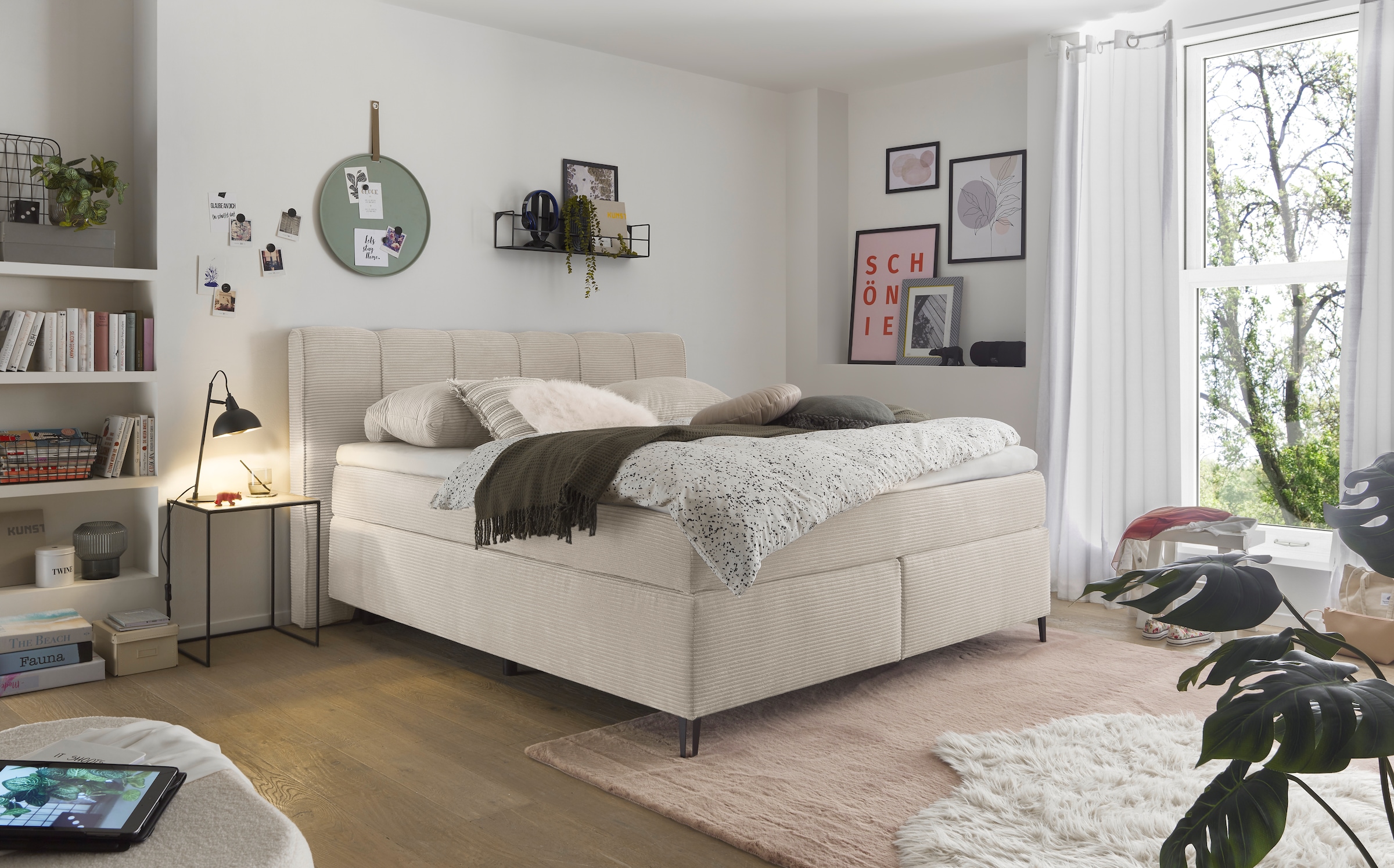 set one by Musterring Boxspringbett "Fairfield", Metallfuß schwarz, Kopftei günstig online kaufen