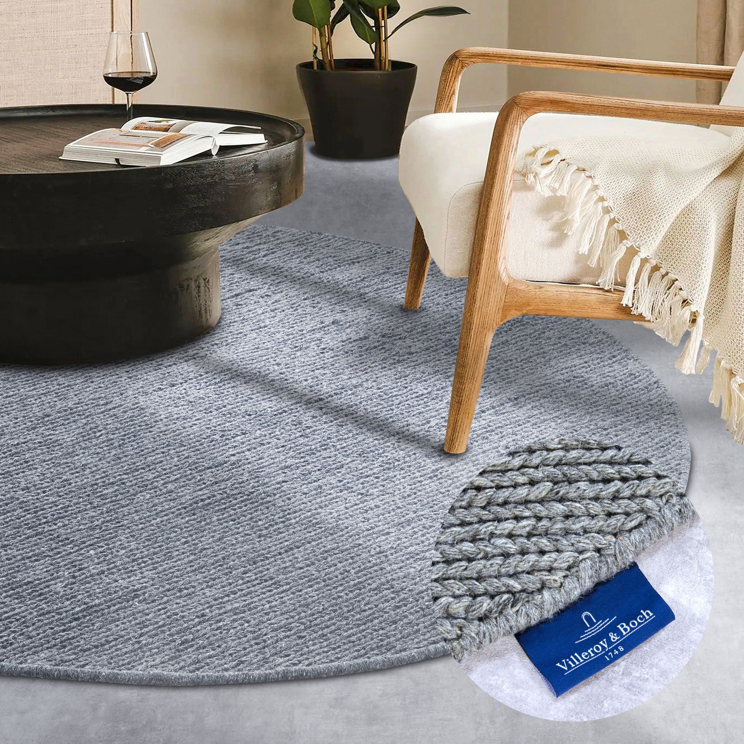 Villeroy & Boch Wollteppich "Francois" rund 7 mm Höhe in rund, oval, Läufer, handgewebt, Wolle, Wohnzimmer, Schlafzimmer