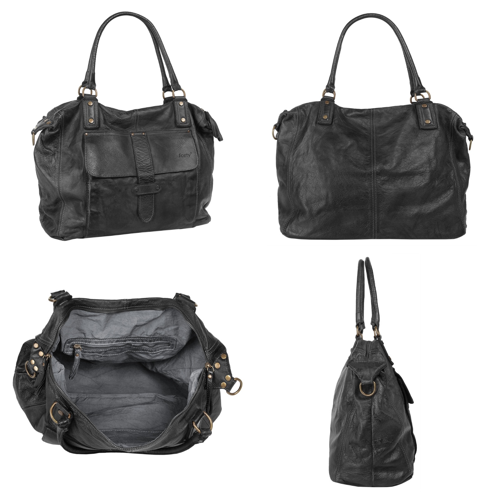 forty° Shopper, echt Leder, Made in Italy