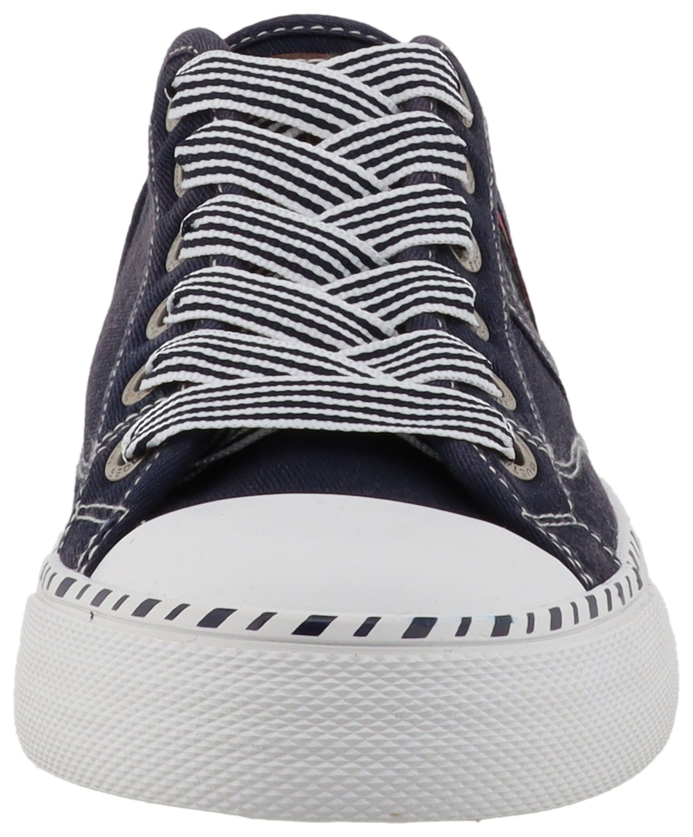 Slip-On Sneaker MUSTANG SHOES "Magdalena", Herren, Gr. 40, navy, Baumwolle, Schuhe, Slipper, Halbschuh mit Kontrastbesatz und Logoschriftzügen 3