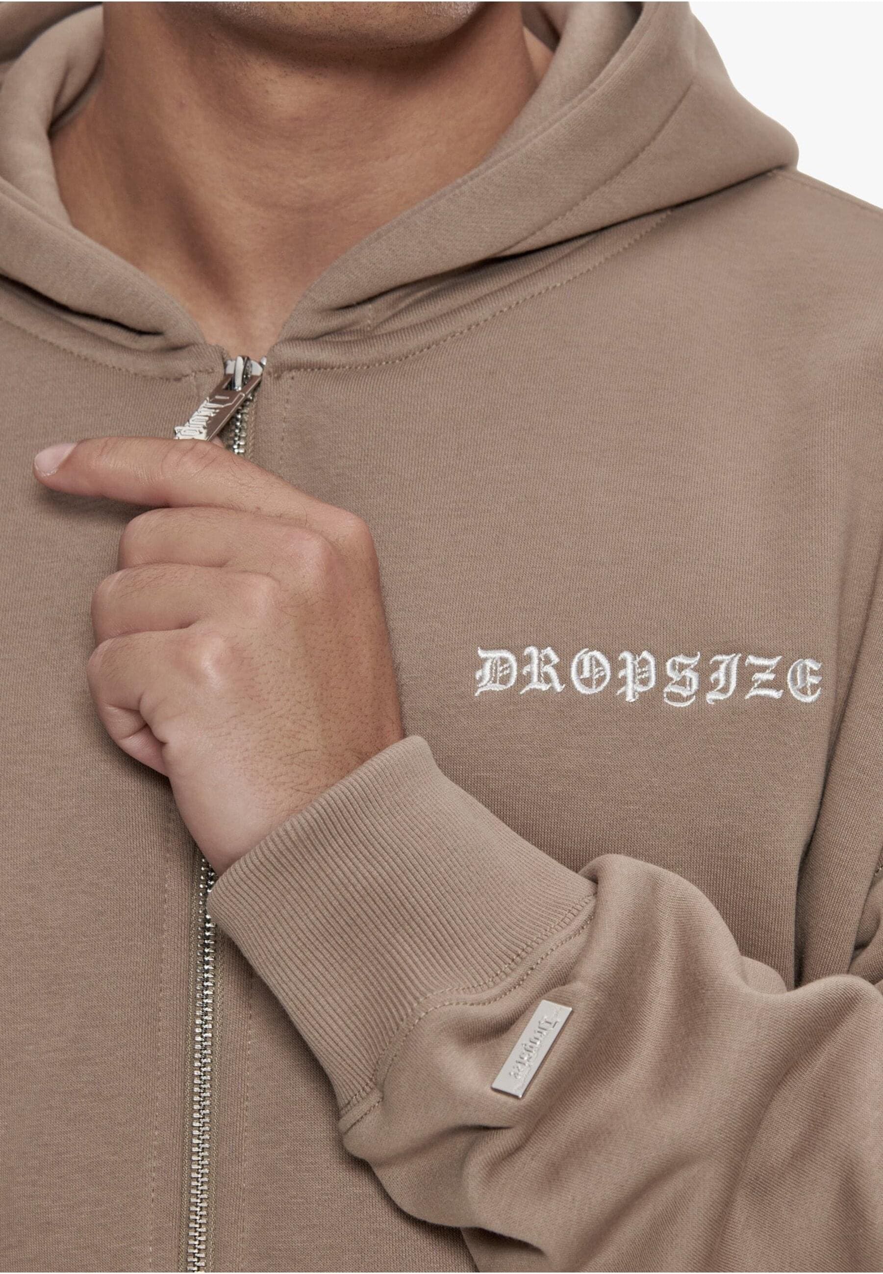 Dropsize Sweatjacke »Dropsize Herren Heavy Oversize Logo Zip Hoodie«