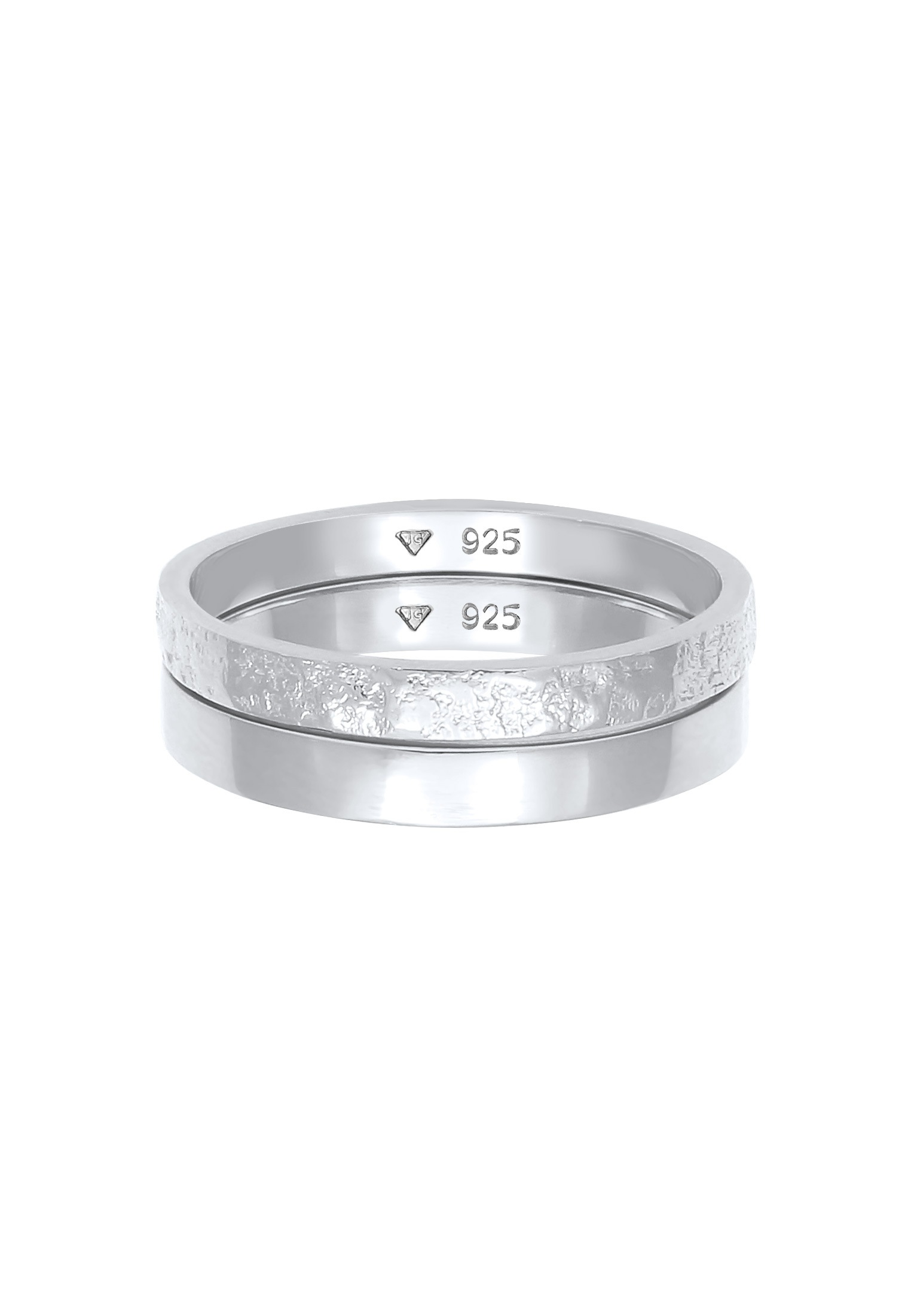 Elli Ring-Set »Ring Bandring Basic Gehämmert (Set 2-tlg) 925 Silber«