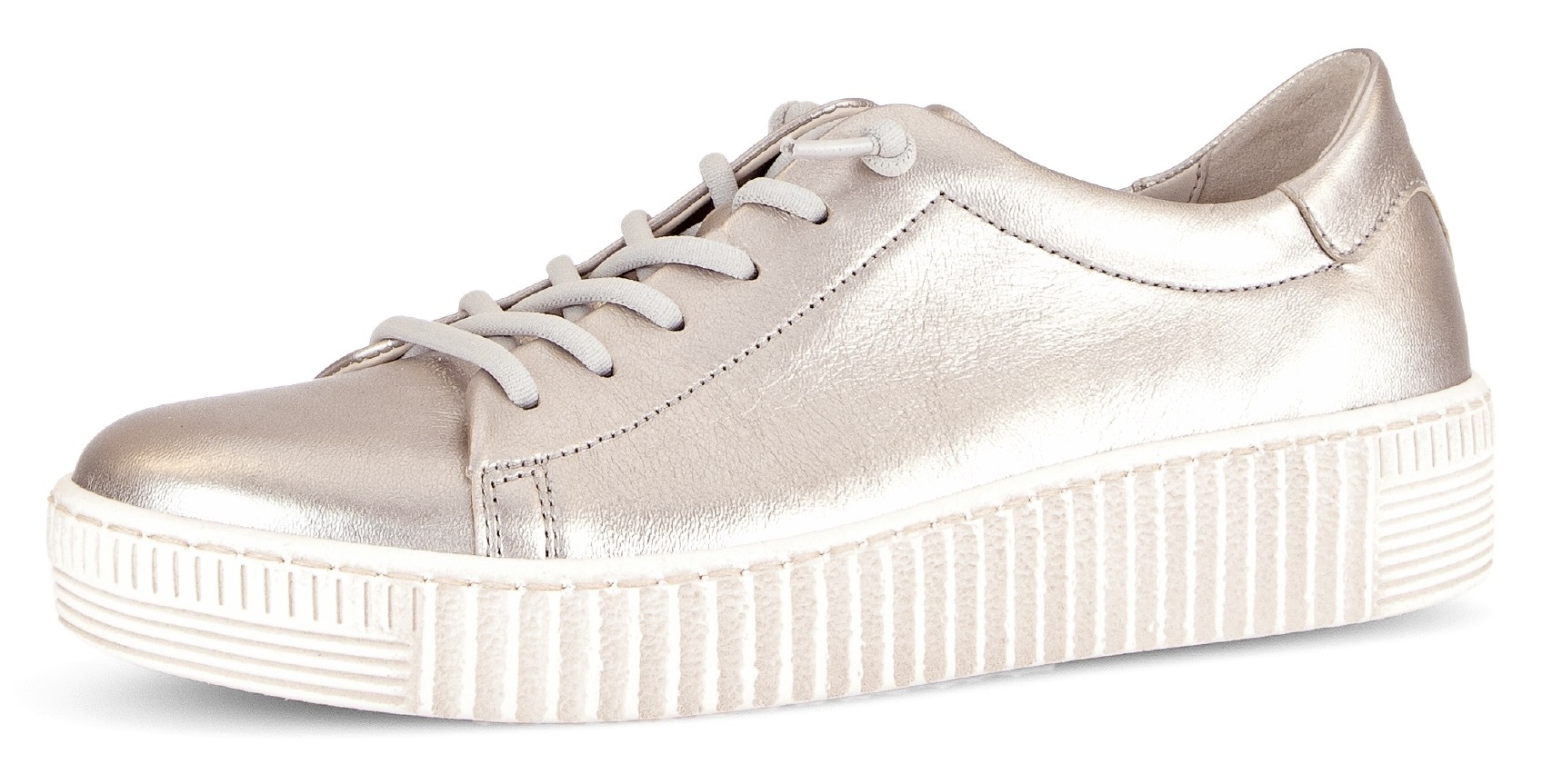 Slip-On Sneaker GABOR, Damen, Gr. 41, gold (goldfarben), Glattleder, metallic, Schuhe, Plateausneaker, Freizeitschuh zum bequemen Schlüpfen