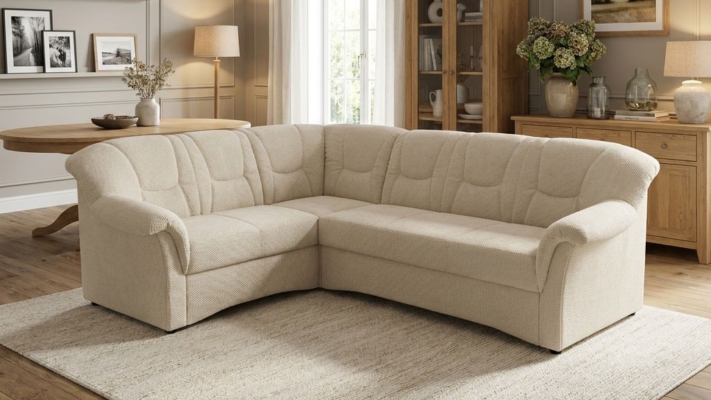 OTTO home Ecksofa "Langelland 232 x 146 cm, auch mit Schlaffunktion, mittelfester Sitz" L-Form, mit Federkern, pflegeleichter Pet Friendly Bezugsstoff