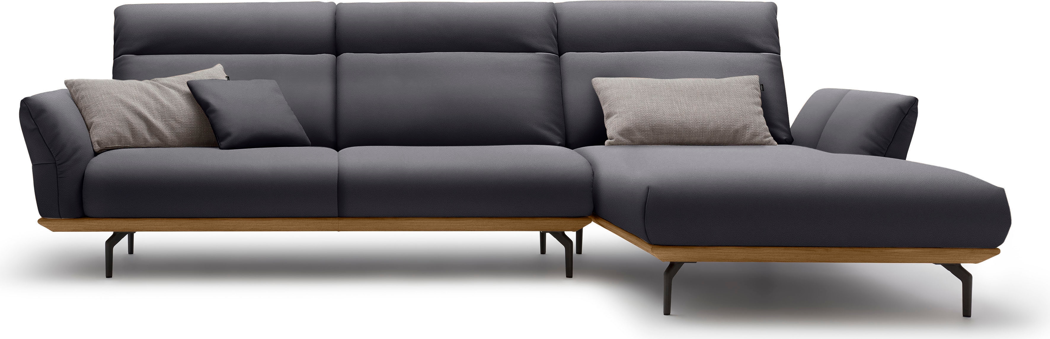 Creation BY ROLF BENZ Ecksofa "CR.460 Design-Sofa der Extraklasse, verstellbare Rückenlehne, L-Form" Sockel in Nussbaum, Winkelfüße in Umbragrau, Breite 318 cm