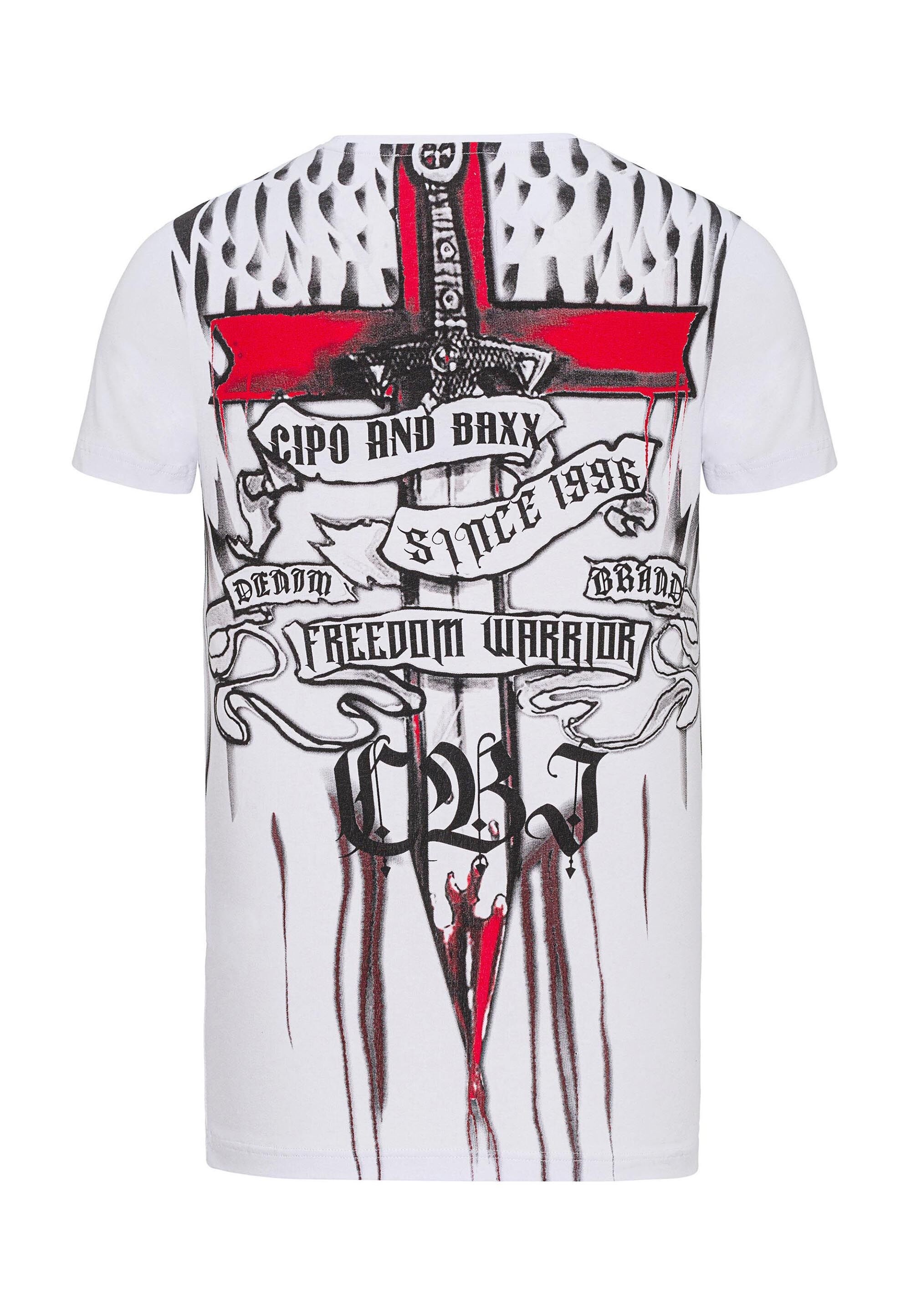 Cipo & Baxx T-Shirt »T-Shirt«, mit coolen Prints, Vorder- und Rückseite