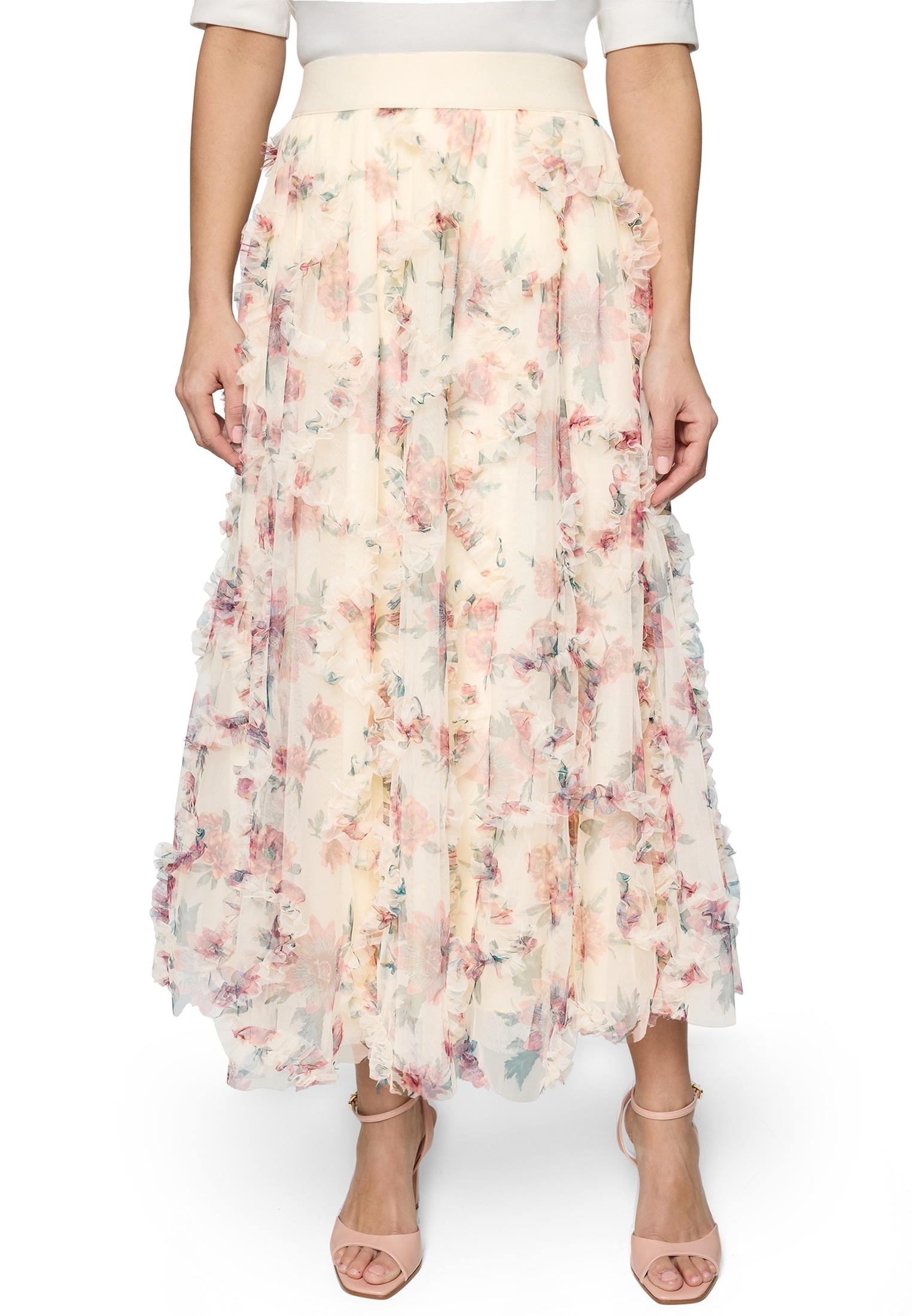 Zero Midirock "Damen mit Blumenprint" Raffungen günstig online kaufen