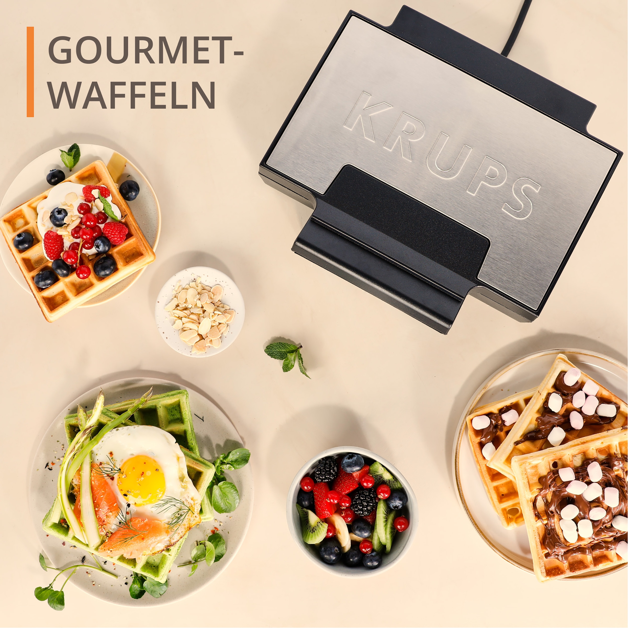 Krups Waffeleisen »FDK261 Iconic«, 850 W, keramikbeschichtete Antihaftplatten, kratzfest