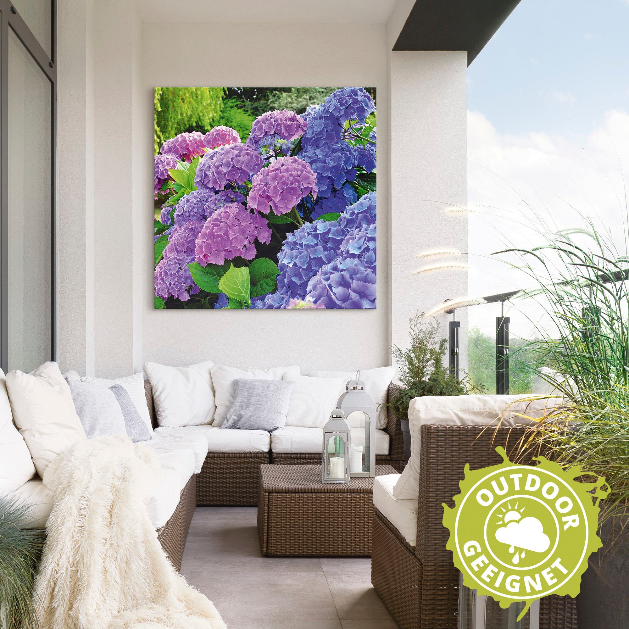 Artland Wandbild »Hortensien im Garten«, Blumen, (1 St.), als Alubild, Outdoorbild, Leinwandbild, Poster, Wandaufkleber