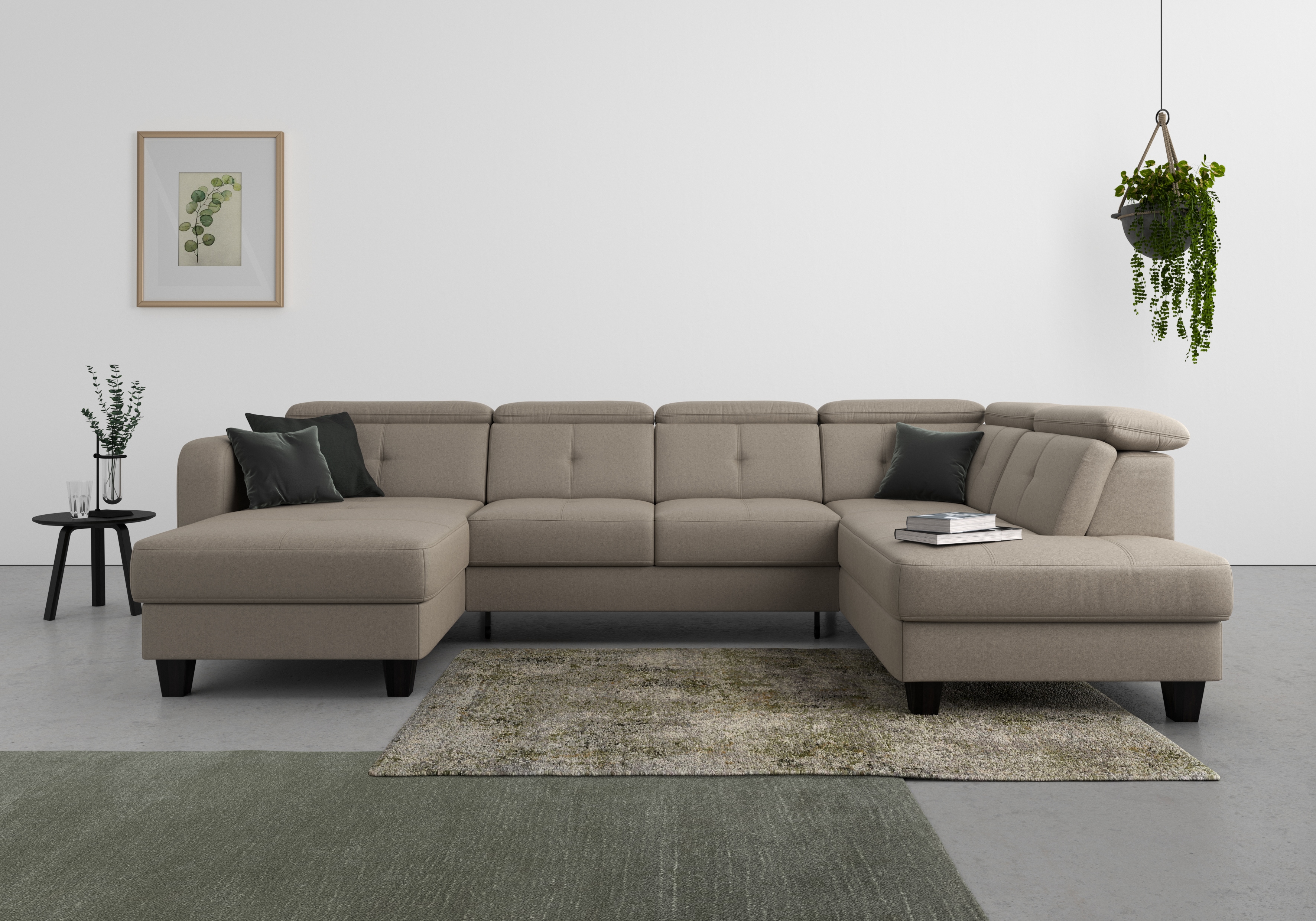 sit&more Wohnlandschaft "Belluci U-Form" Kopfteilverstellung und Federkern, wahlweise mit Schlaffunktion