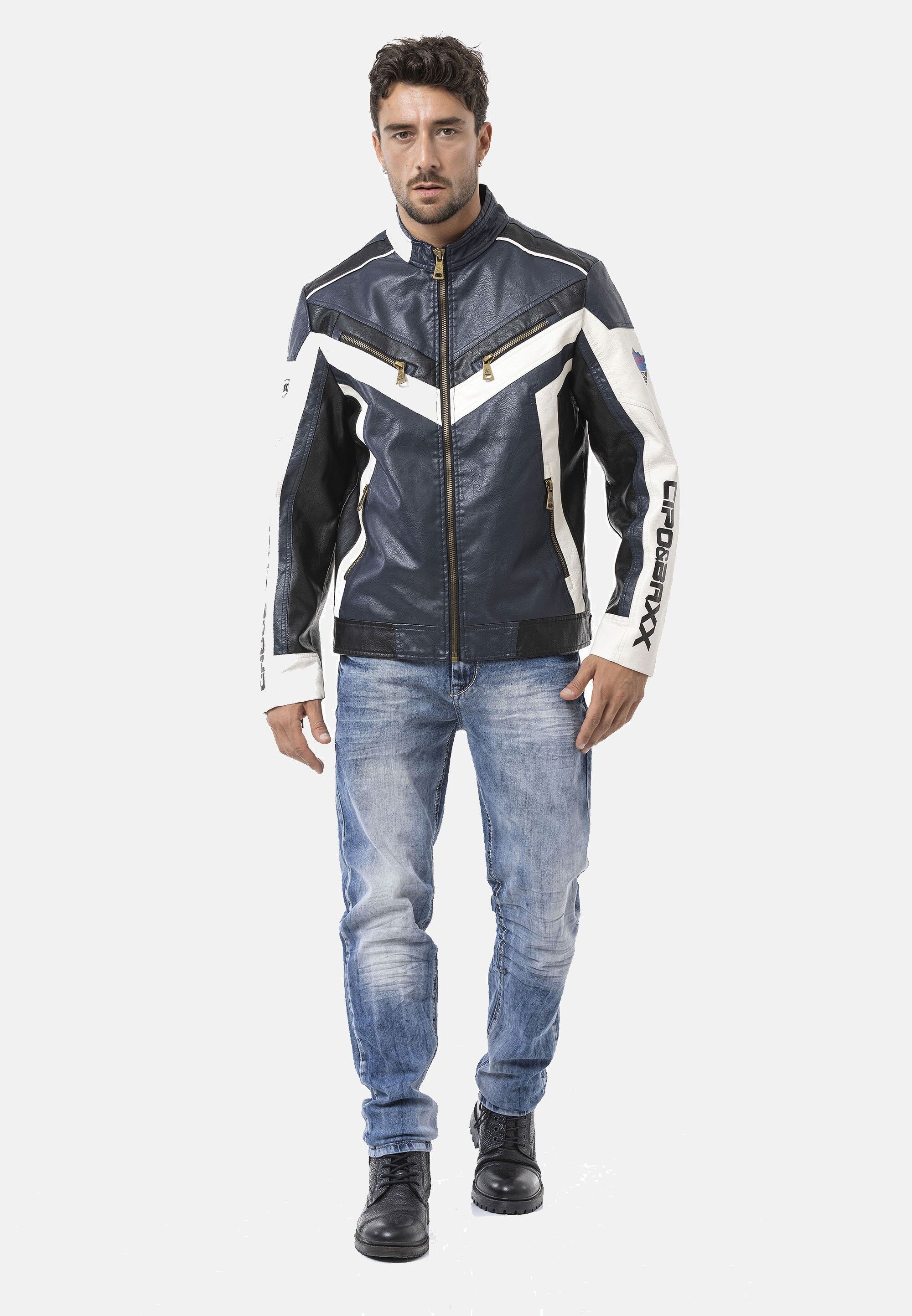Cipo & Baxx Bikerjacke »CM230« ohne Kapuze Motorrad-Look mit sportlichem Design
