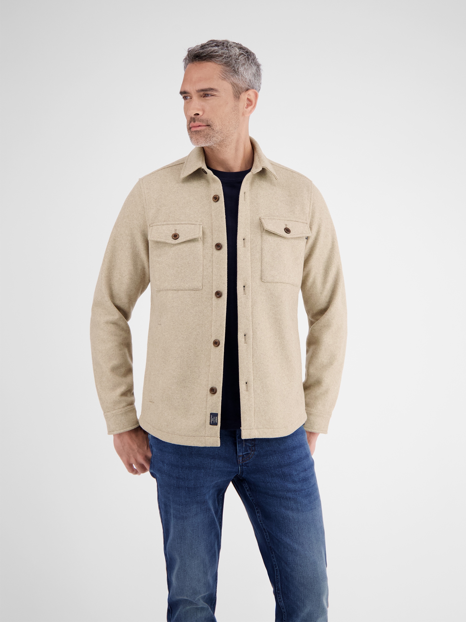 LERROS Langarmhemd »LERROS Urban-Style Hemdjacke in Wolloptik«