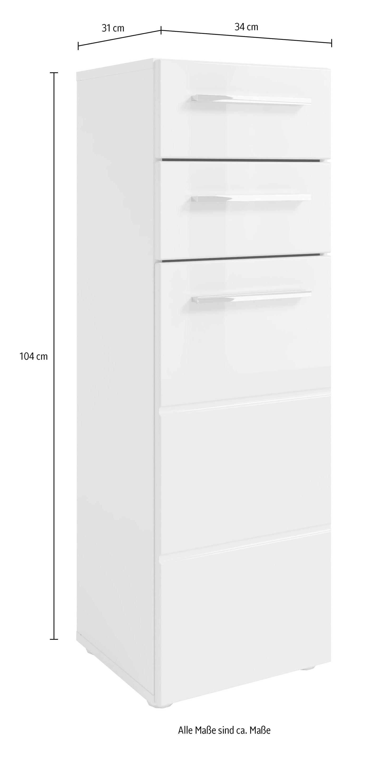 BASIC by Balculina Midischrank »Mandi« 1 Stk. tlg. Breite 34cm, hochglanz Front